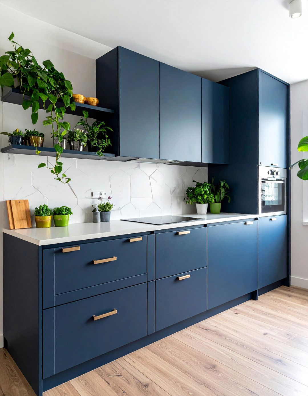 Dark Kitchen with Indoor Plants and Greenery - 25 Dark Kitchen Ideas for a Sophisticated Look