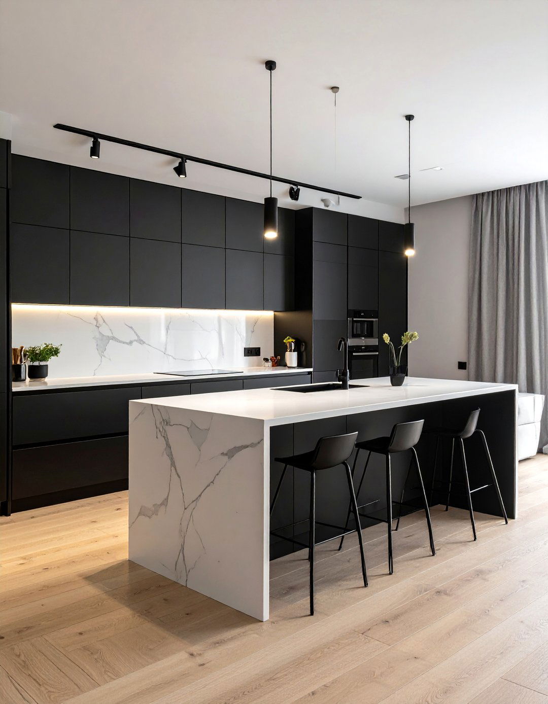 Dark Kitchen with Matte Black Cabinetry - 25 Dark Kitchen Ideas for a Sophisticated Look