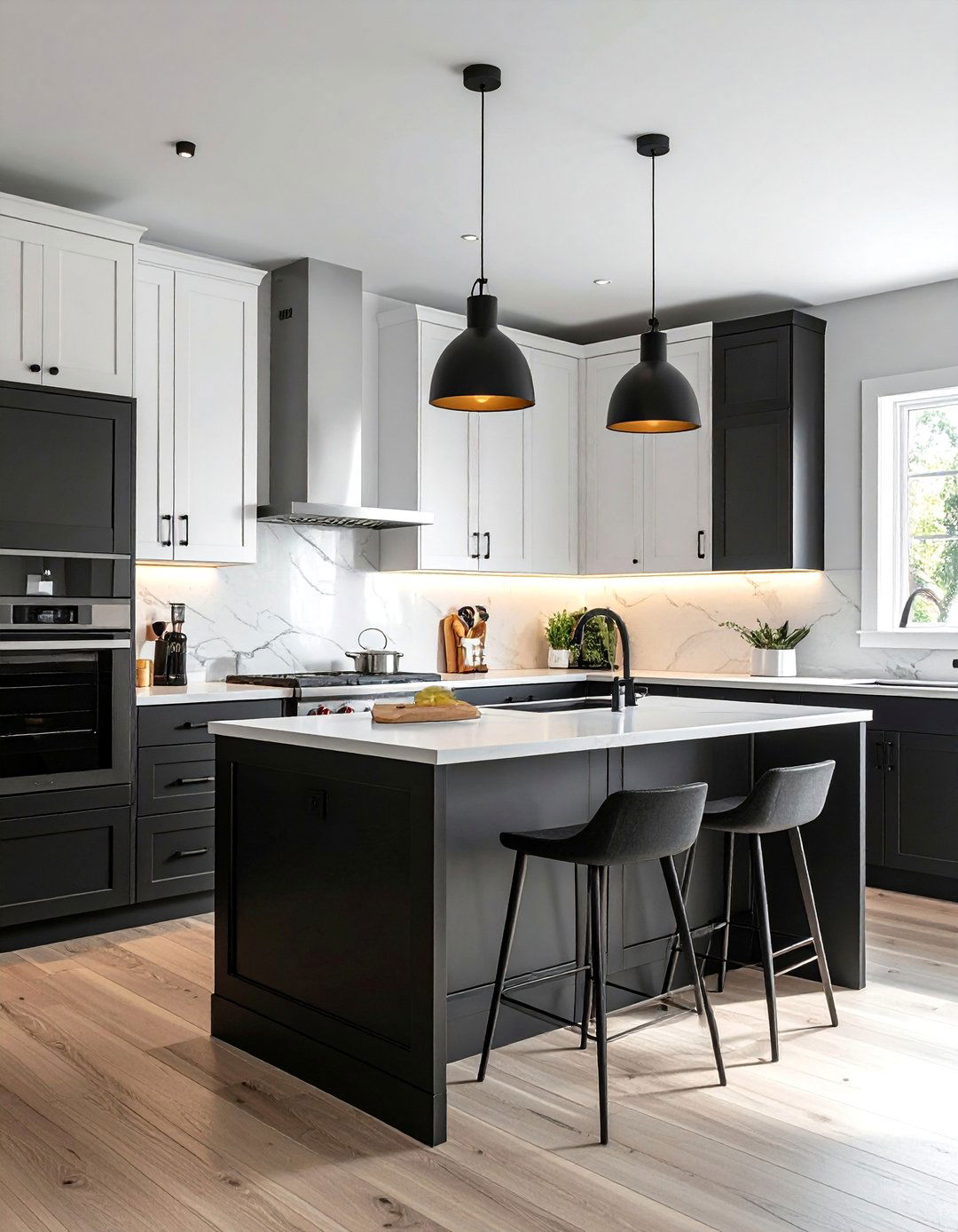 Dark Kitchen with Two Tone Cabinetry - 25 Dark Kitchen Ideas for a Sophisticated Look