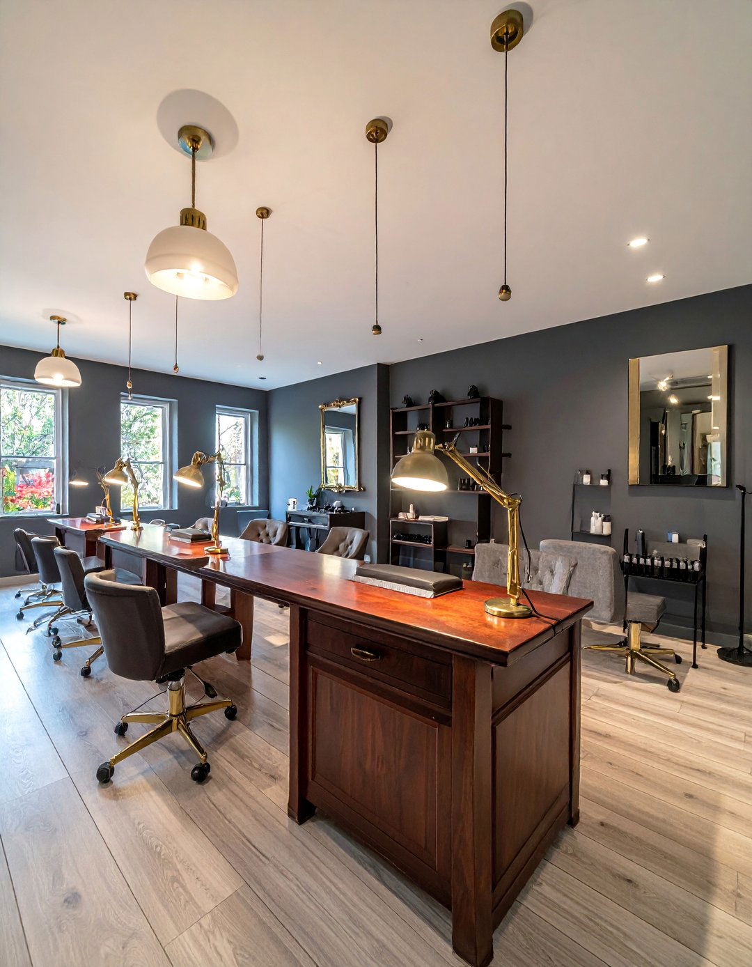 Dark Moody Academia Nail Salon Design - 30 Nail Salon Interior Design Ideas for a Chic Look