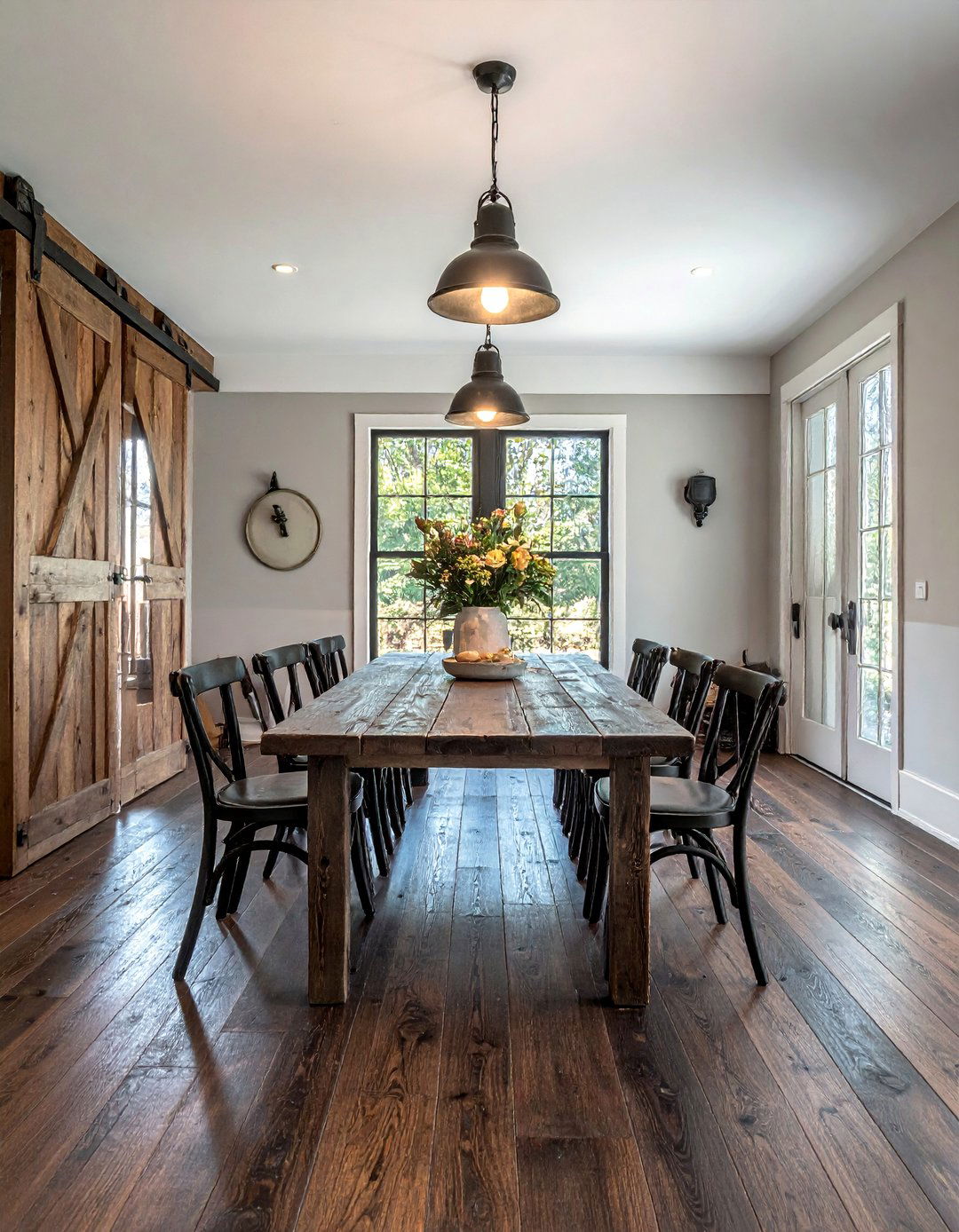 Dark Wood Floor Dining Room in a Rustic Farmhouse Style - 15 Dark Wood Floor Dining Room Ideas for a Sophisticated Look