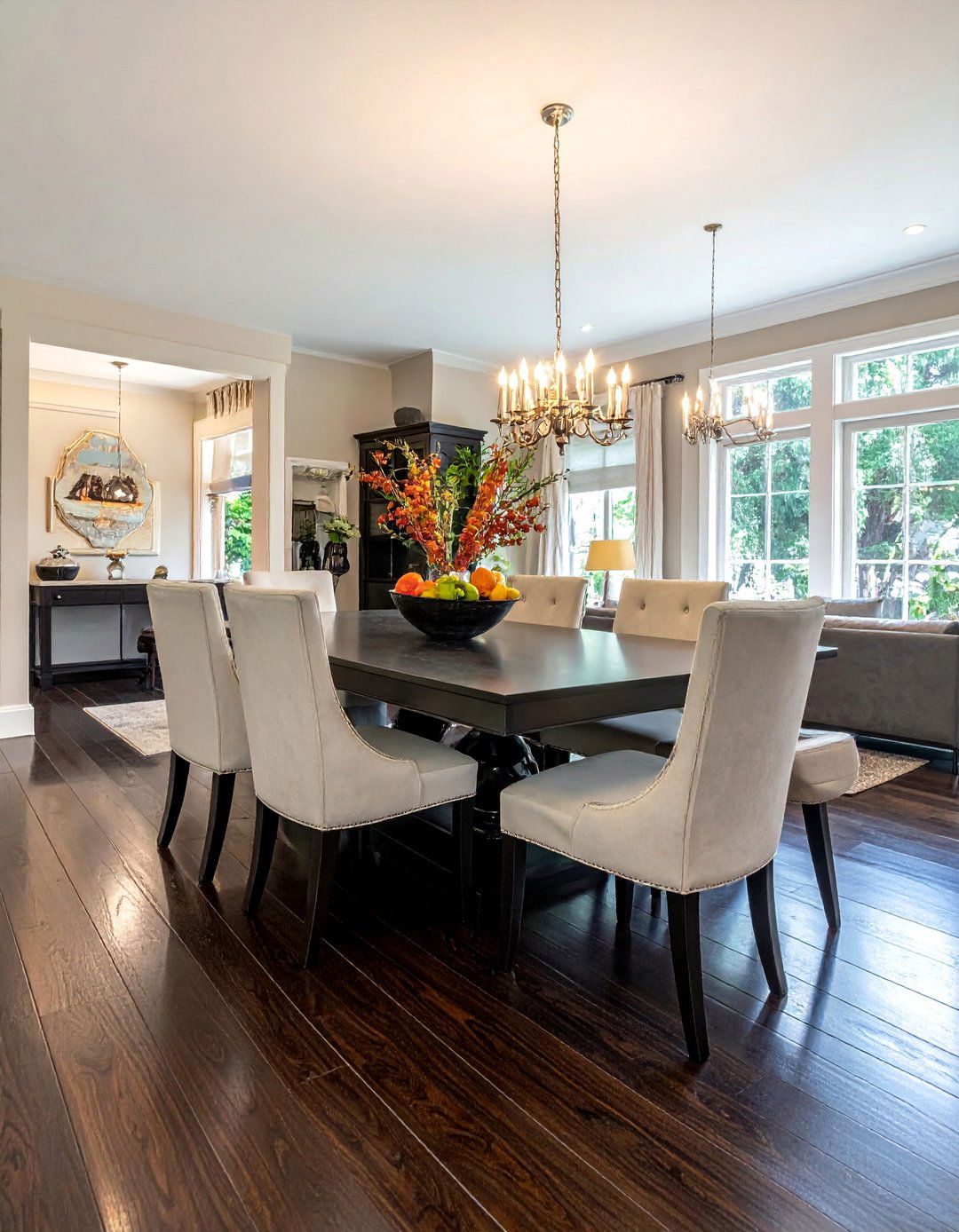 Dark Wood Floor Dining Room with a Cohesive Dark Wood Table - 15 Dark Wood Floor Dining Room Ideas for a Sophisticated Look