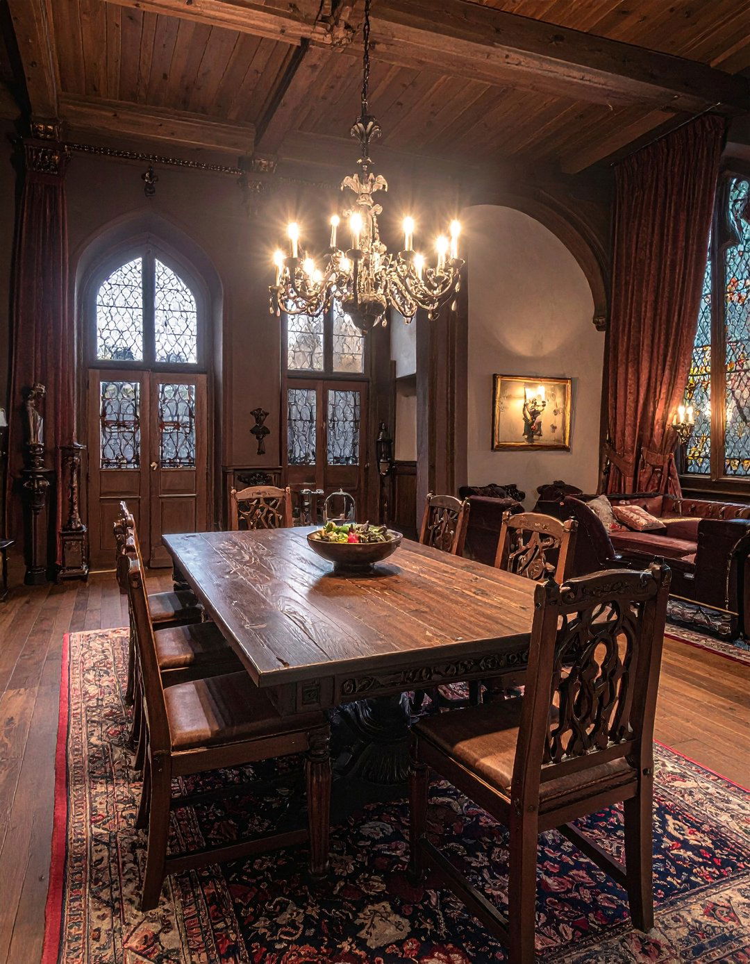 Dark Wood Furniture and Medieval Craftsmanship - 20 Castle Living Room Ideas for a Royal Ambiance