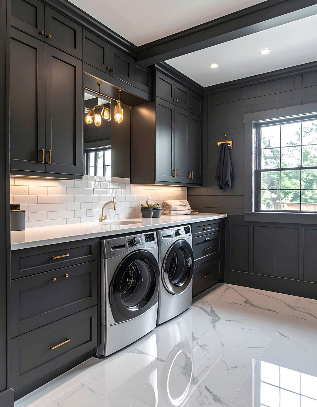 Dark and Moody Shiplap Laundry Room - 20 Shiplap Laundry Room Ideas for a Cozy Feel