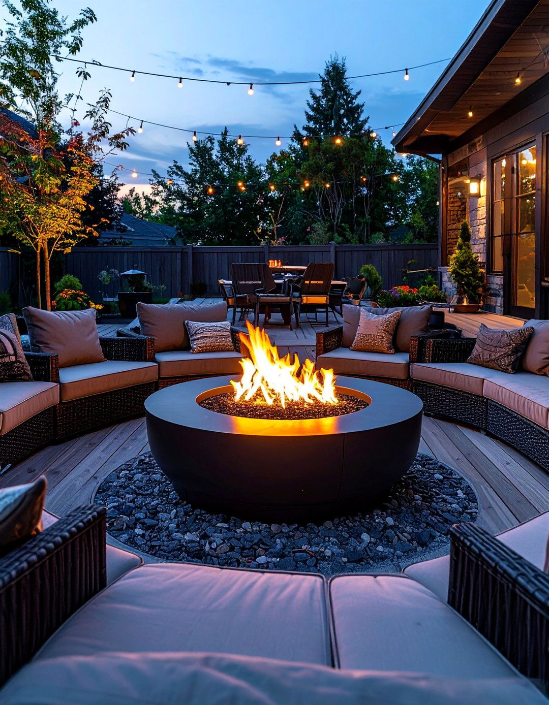 Deck Featuring a Portable Fire Pit - 25 Deck Decorating Ideas to Refresh Your Outdoor Area