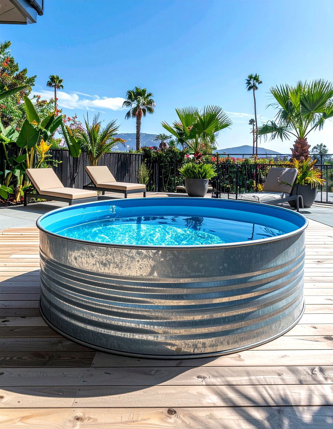 Deck Featuring a Stock Tank Pool - 25 Deck Decorating Ideas to Refresh Your Outdoor Area