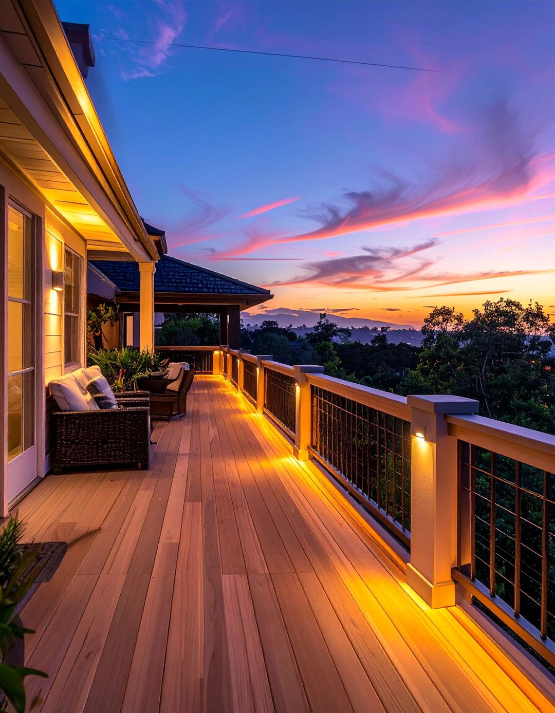Deck Railing Integration Systems - 40 Backyard Lighting Ideas to Illuminate Your Space