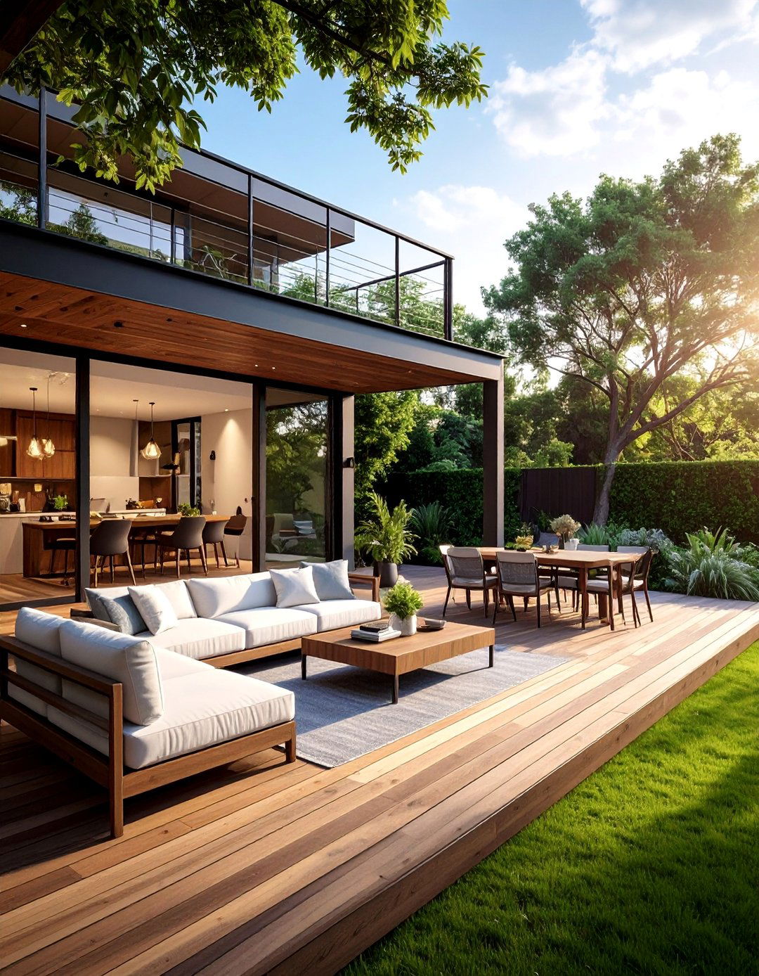 Deck with Multi Level Seating Areas - 25 Deck Decorating Ideas to Refresh Your Outdoor Area