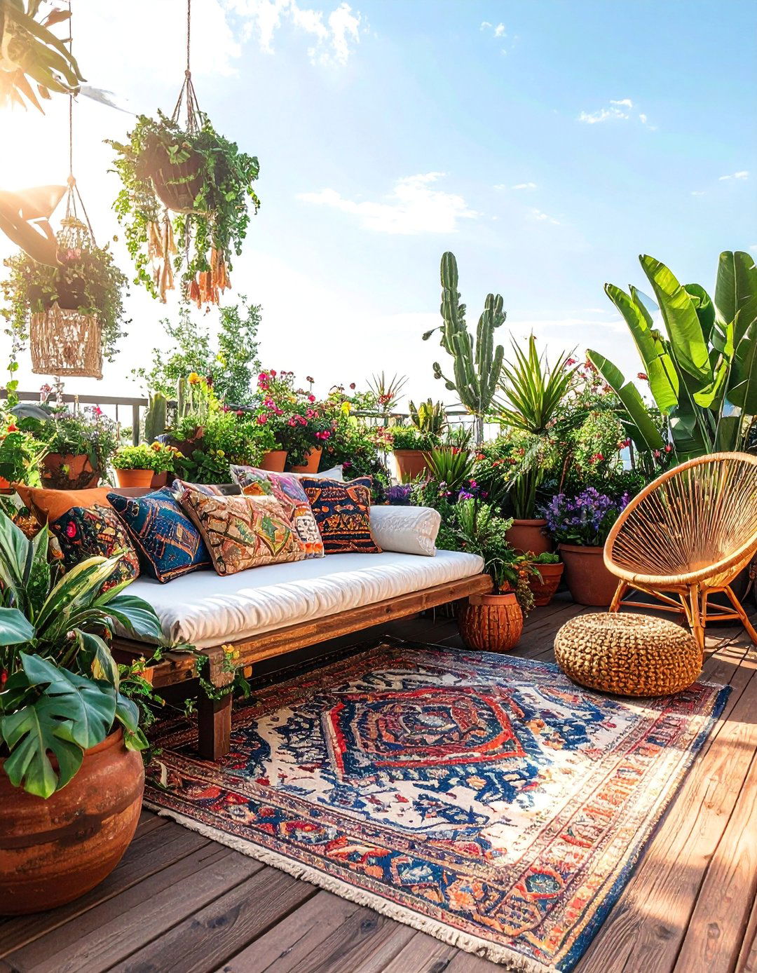 Deck with a Boho Chic Design Theme - 25 Deck Decorating Ideas to Refresh Your Outdoor Area