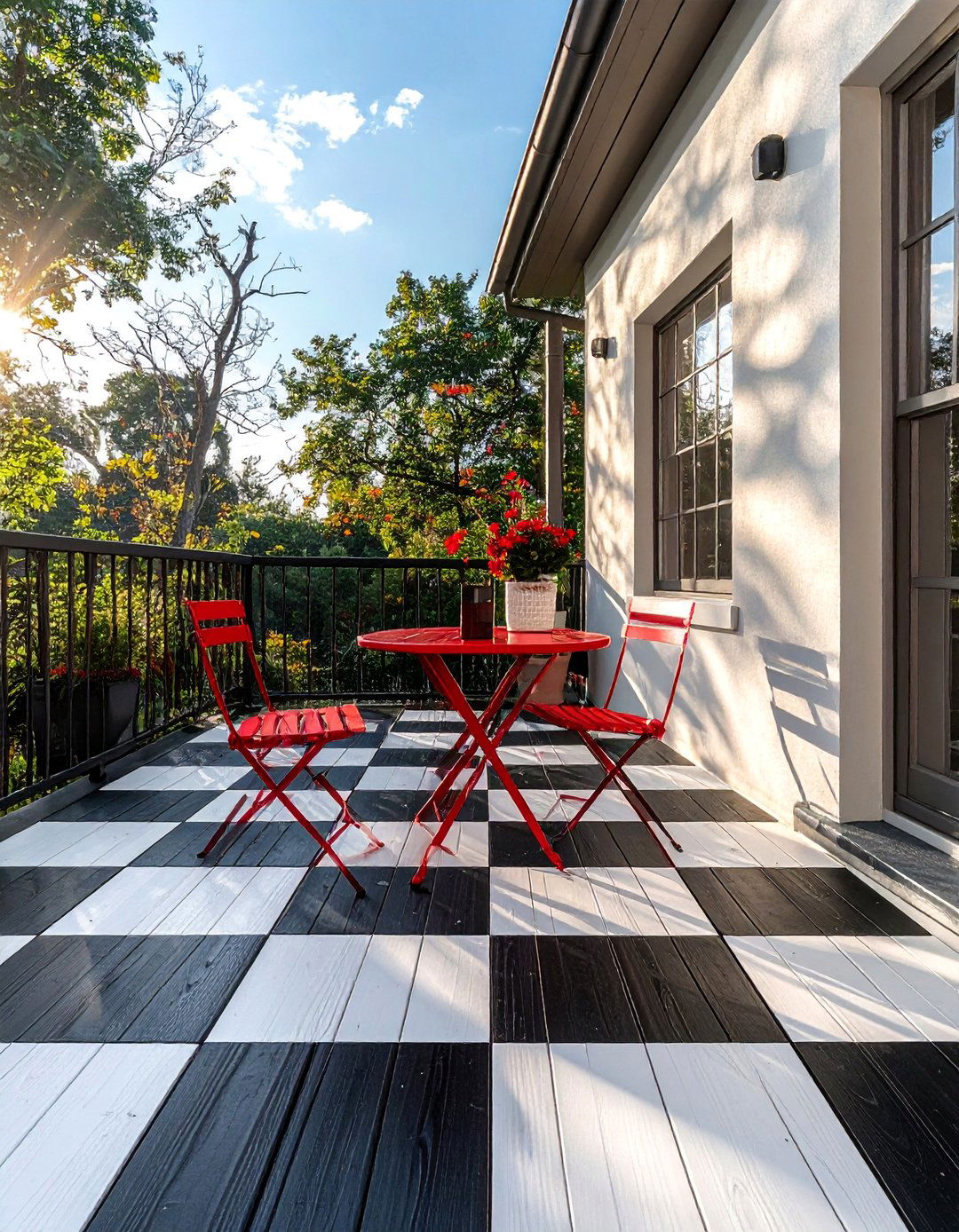 Deck with a Checkerboard Painted Floor