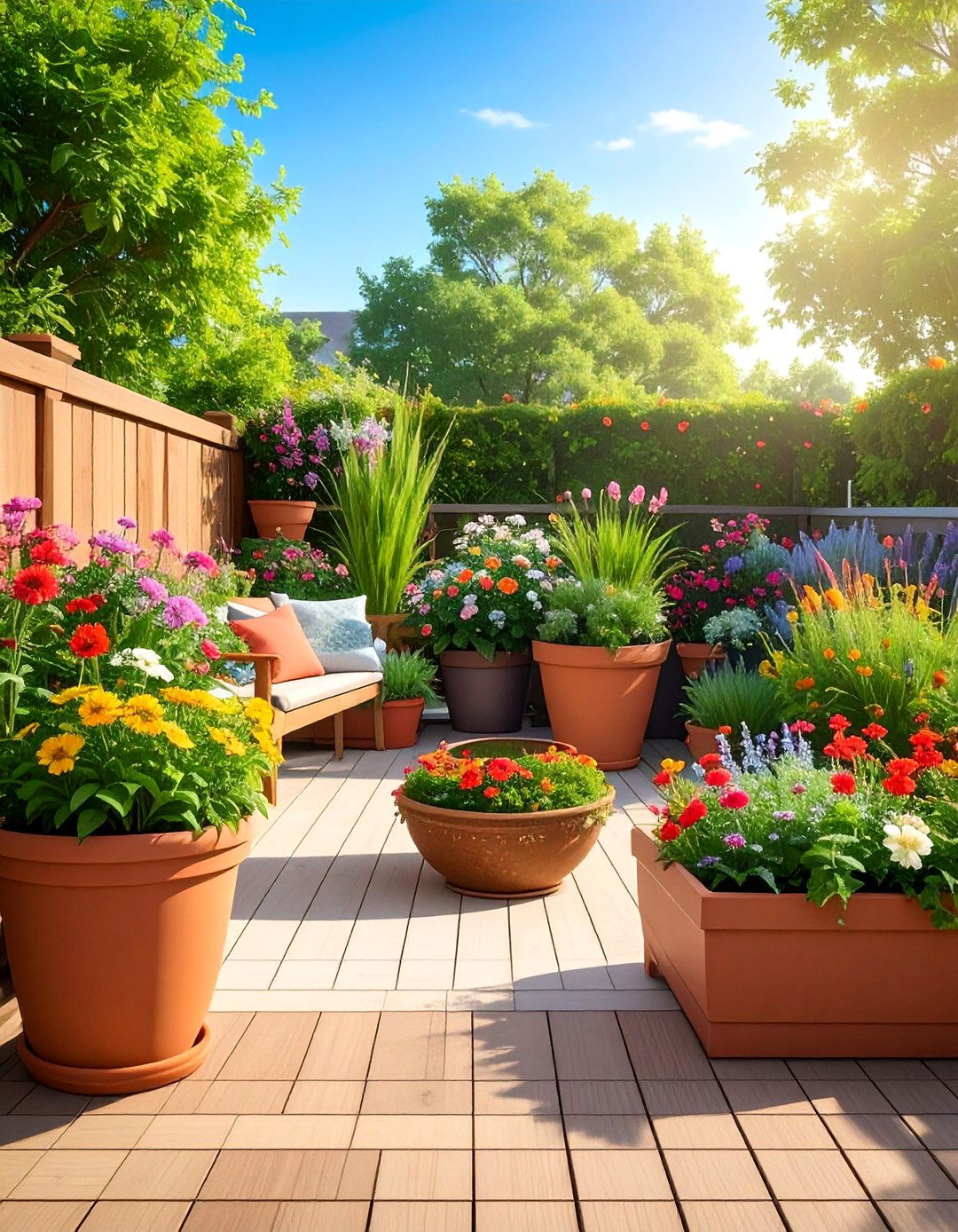 Deck with a Container Garden Oasis - 25 Deck Decorating Ideas to Refresh Your Outdoor Area