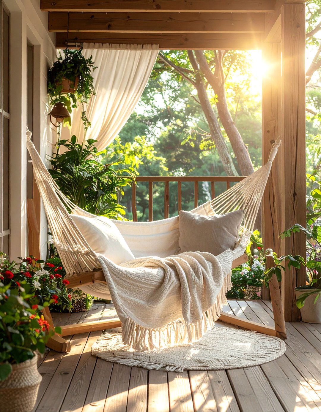 Deck with a Cozy Freestanding Hammock - 25 Deck Decorating Ideas to Refresh Your Outdoor Area