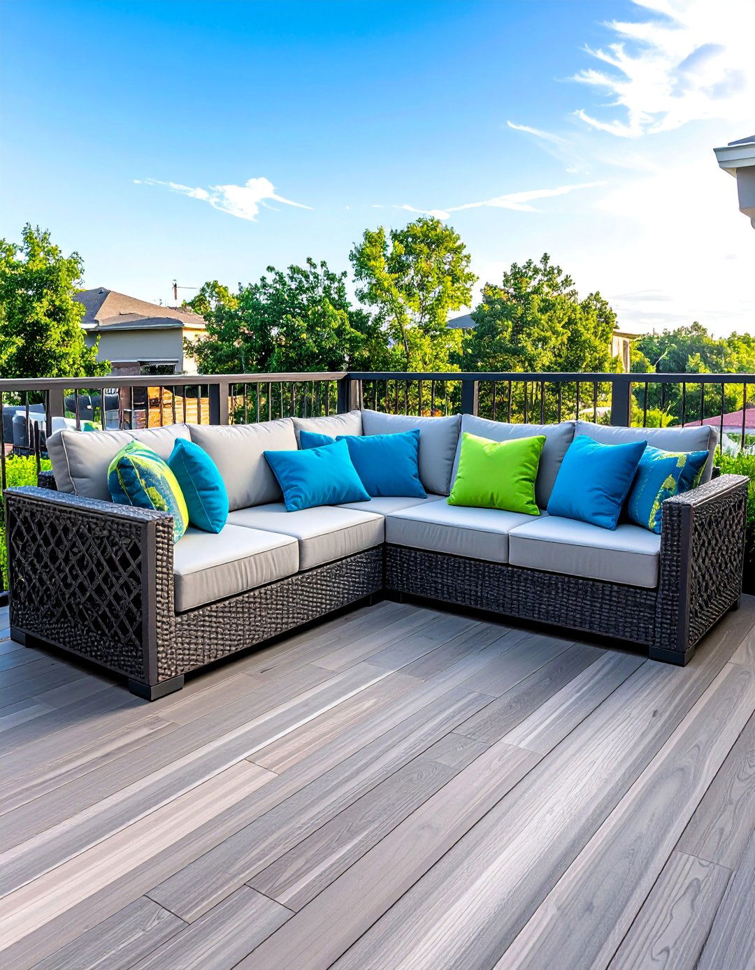 Deck with a Modern Outdoor Sectional Sofa - 25 Deck Decorating Ideas to Refresh Your Outdoor Area