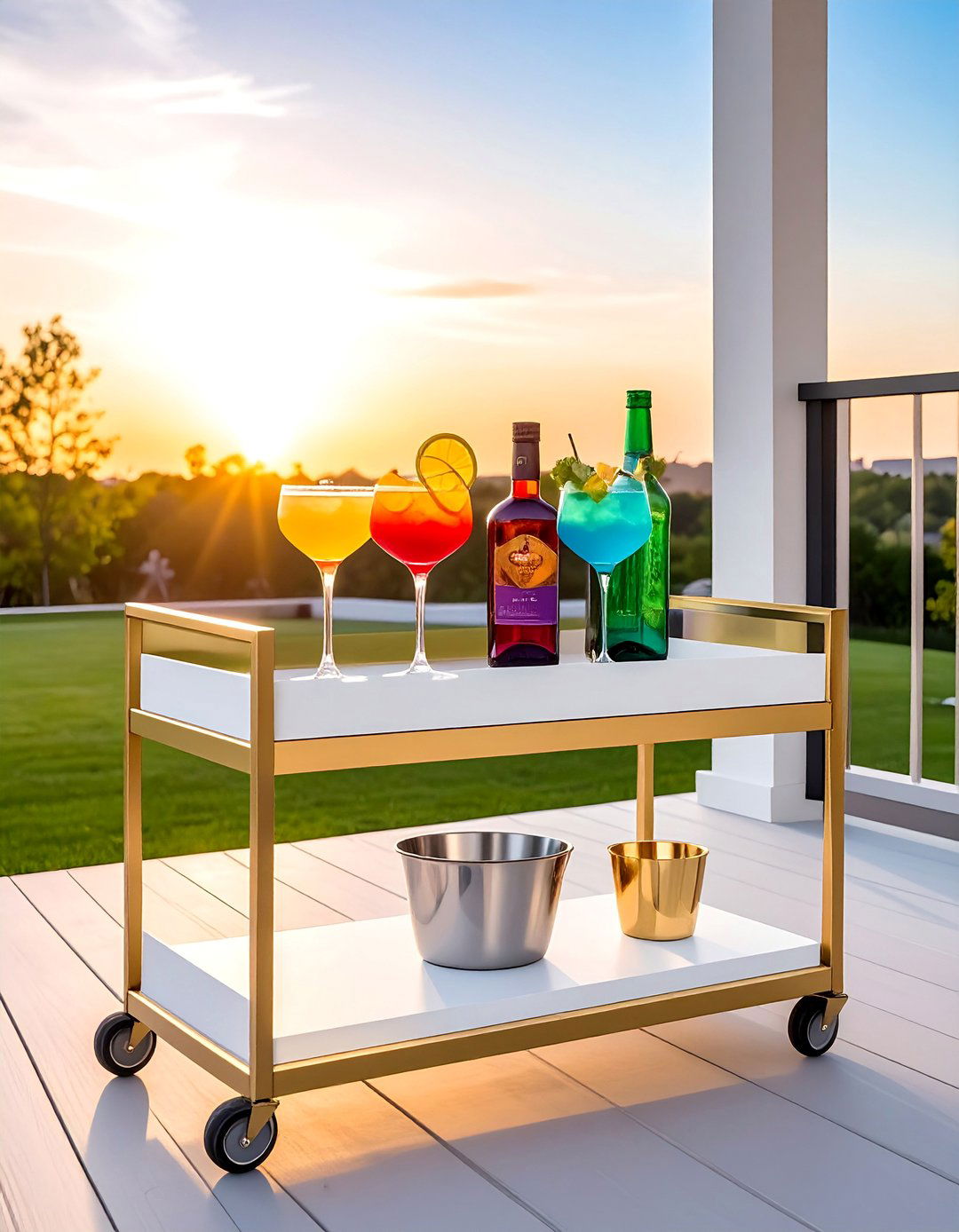 Deck with a Small Outdoor Bar Cart - 25 Deck Decorating Ideas to Refresh Your Outdoor Area