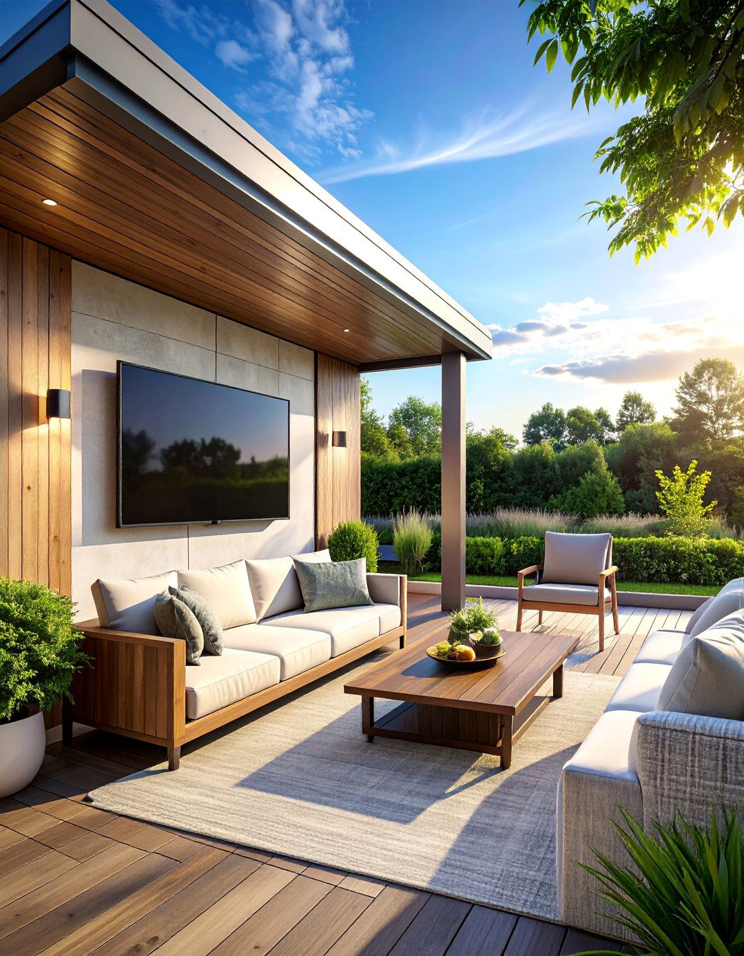 Deck with a Weather Resistant Outdoor TV Setup - 25 Deck Decorating Ideas to Refresh Your Outdoor Area