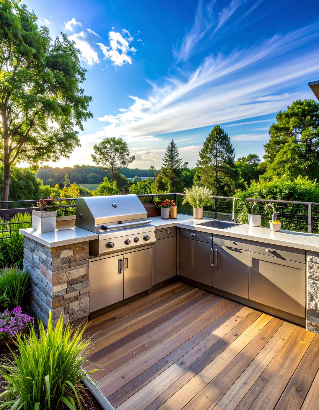 Deck with an Outdoor Kitchenette and Grill Station - 25 Deck Decorating Ideas to Refresh Your Outdoor Area