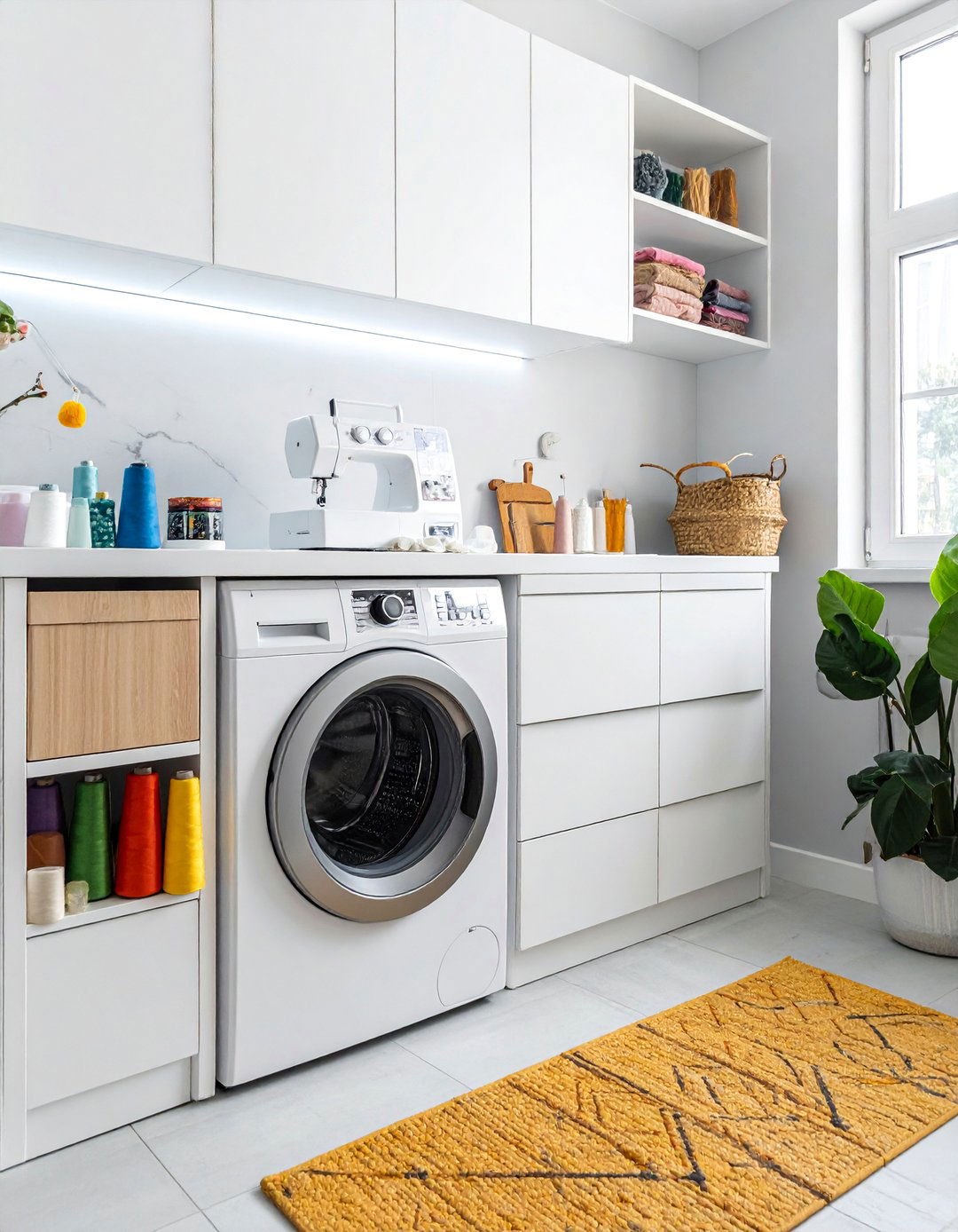 Dedicated Crafting and Hobby Corner - 30 Luxury Modern Laundry Room Ideas for Stylish Homes