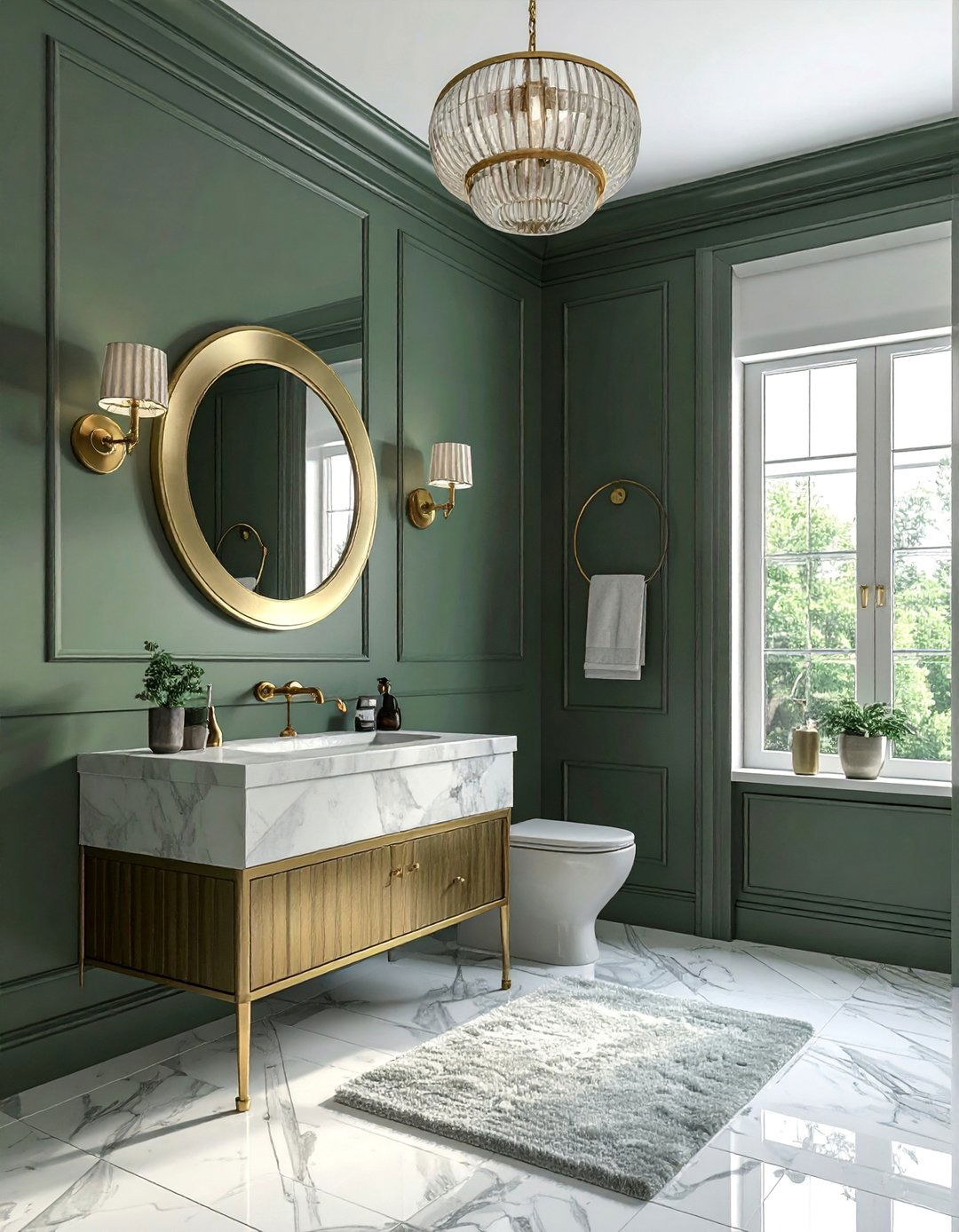 Deep Sage Green for a Moody Powder Room - 40 Sage Green Paint Color Ideas for a Serene Home