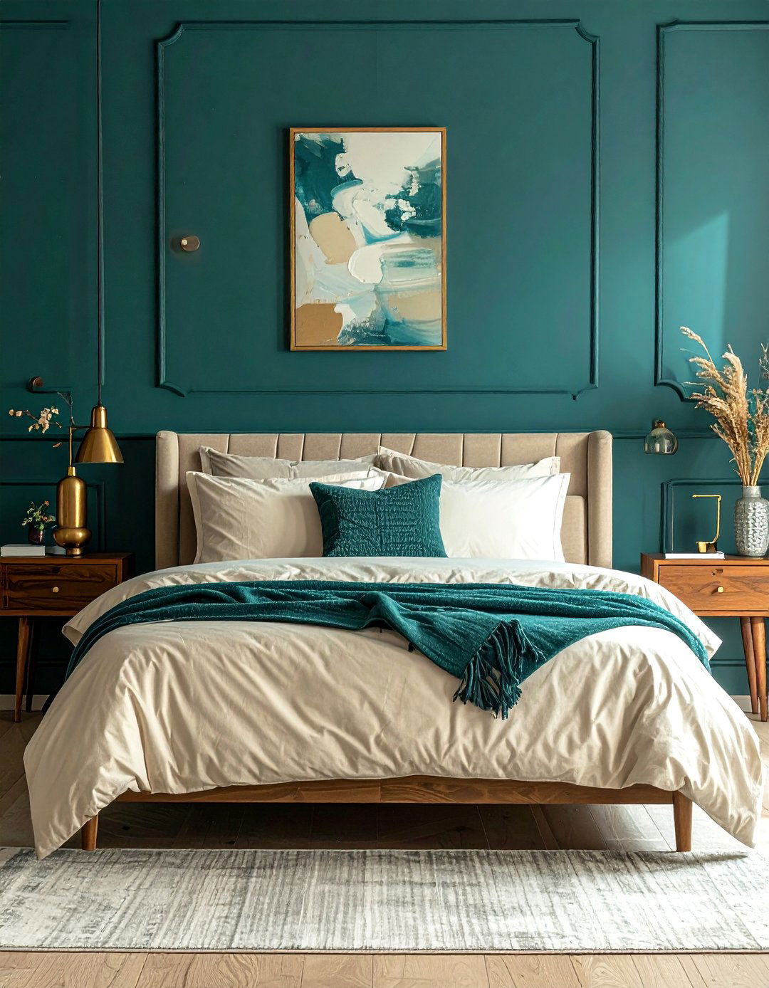 Deep Teal Accent Wall - 25 Dark Bedroom Ideas for a Cozy and Moody Retreat