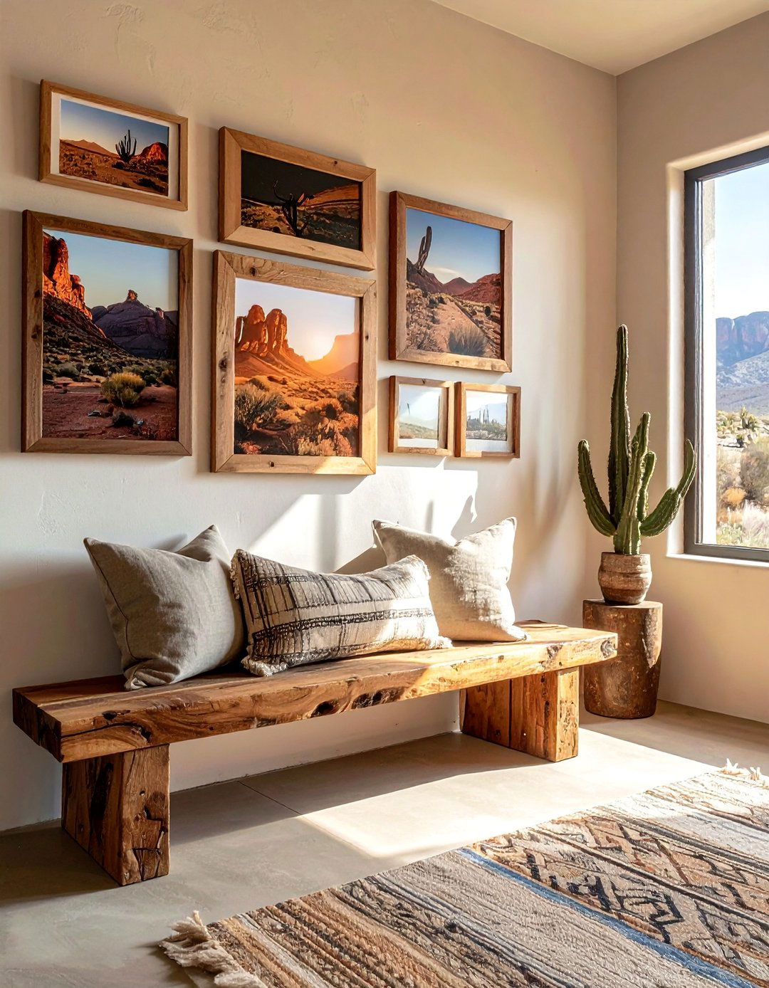 Desert Landscape Gallery Wall Southwestern Living Room - 25 Southwestern Living Room Ideas for a Cozy Retreat