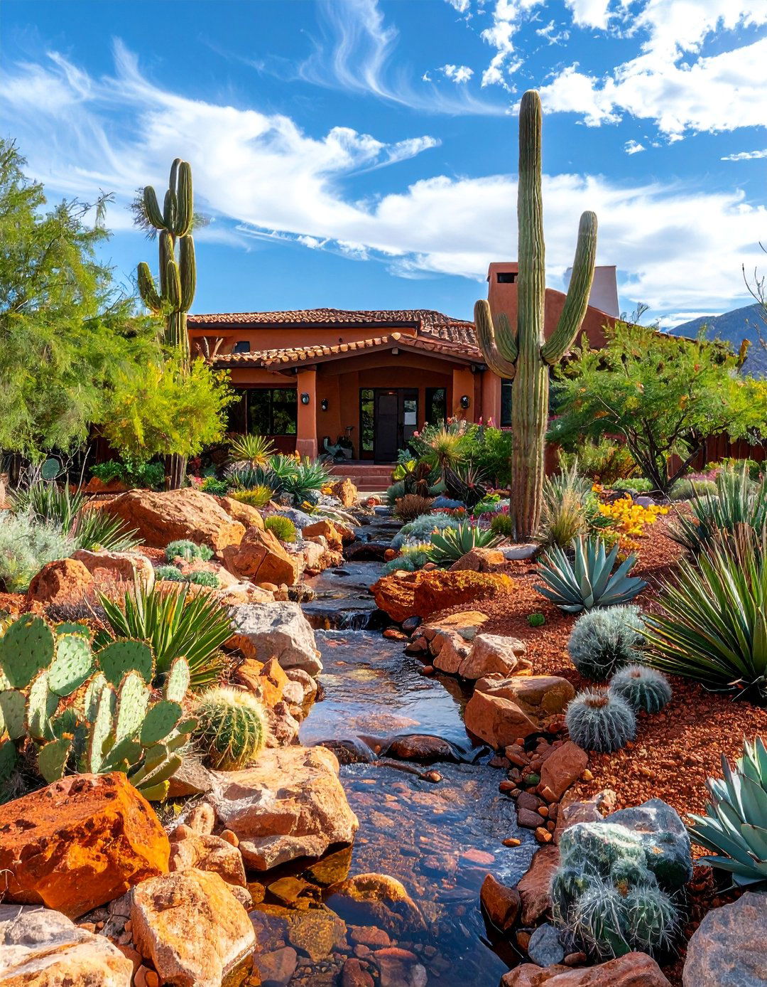 Desert Southwest Creek Style - 30 Front Yard Dry Creek Bed Landscaping Ideas
