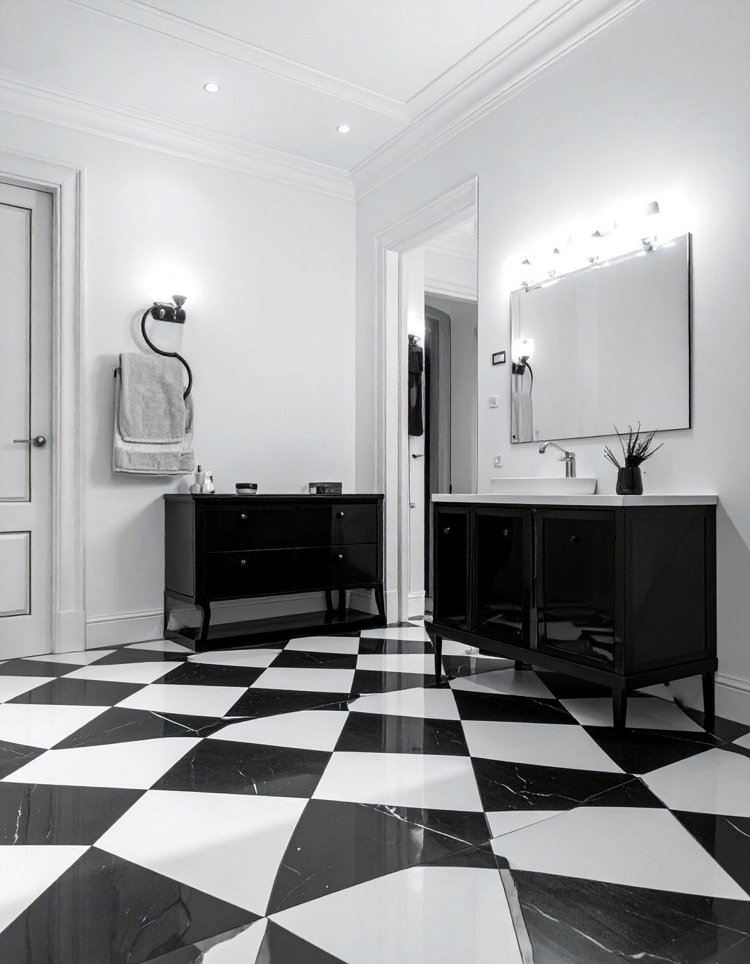 Diamond Pattern Powder Room Floor Tile - 25 Powder Room Floor Tile Ideas for a Stunning Look