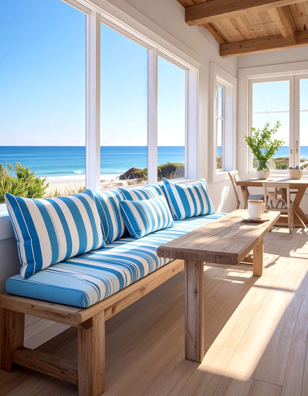 Dining Bench Seating for a Casual Coastal Feel - 20 Coastal Dining Room Ideas for a Beachy Vibe