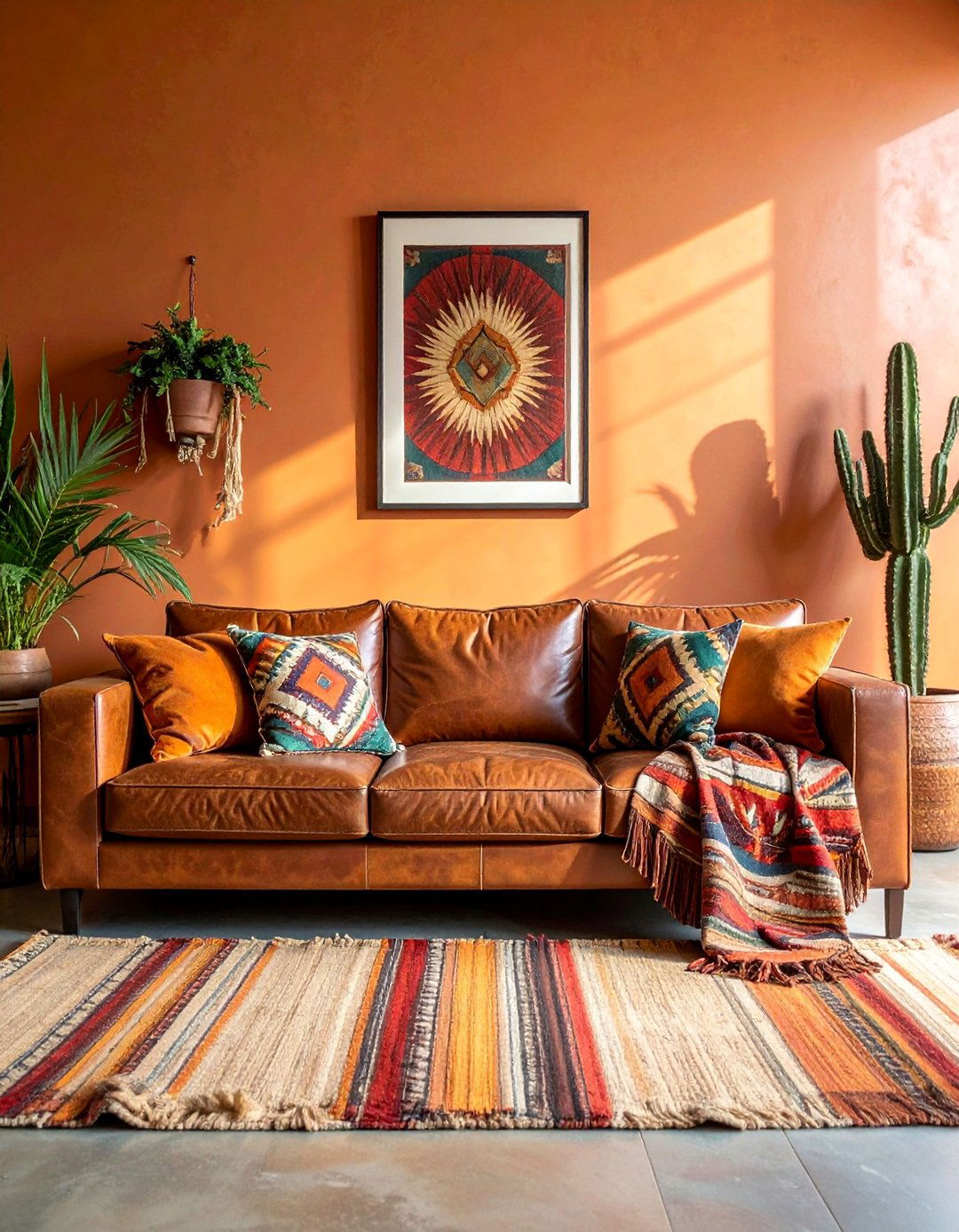Distressed Leather Sofa Southwestern Living Room - 25 Southwestern Living Room Ideas for a Cozy Retreat