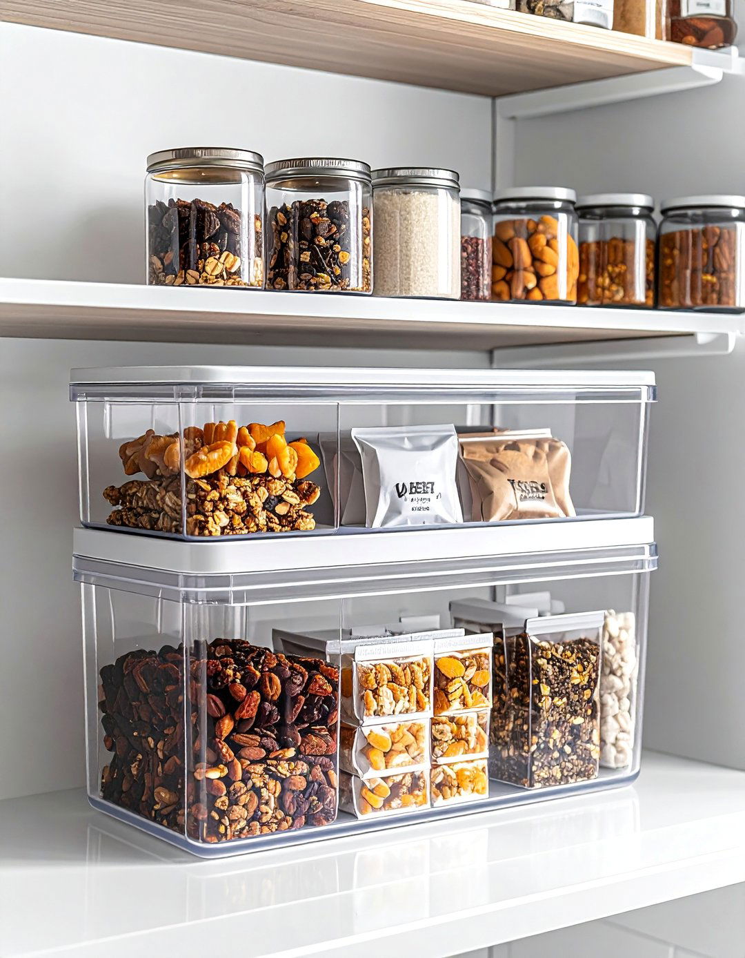 Divided Storage Bins in a Small Pantry - 30 Small Pantry Ideas for Efficient Storage
