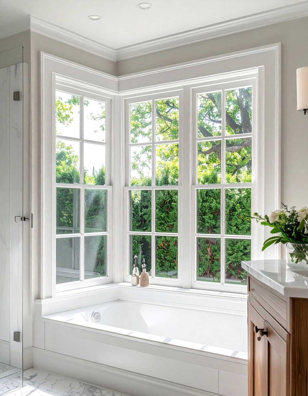 Double Hung Traditional Charm - 30 Shower Window Ideas to Brighten Up Your Bathroom