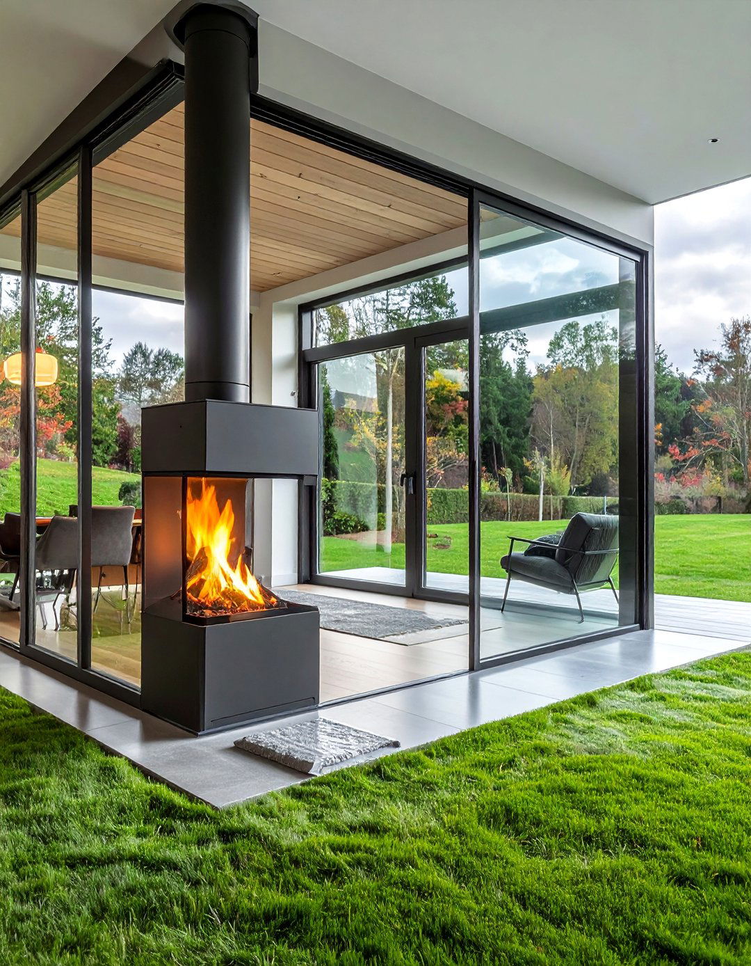 Double sided Scandinavian Fireplace Designs - 20 Scandinavian Fireplace Ideas for Cozy Warmth