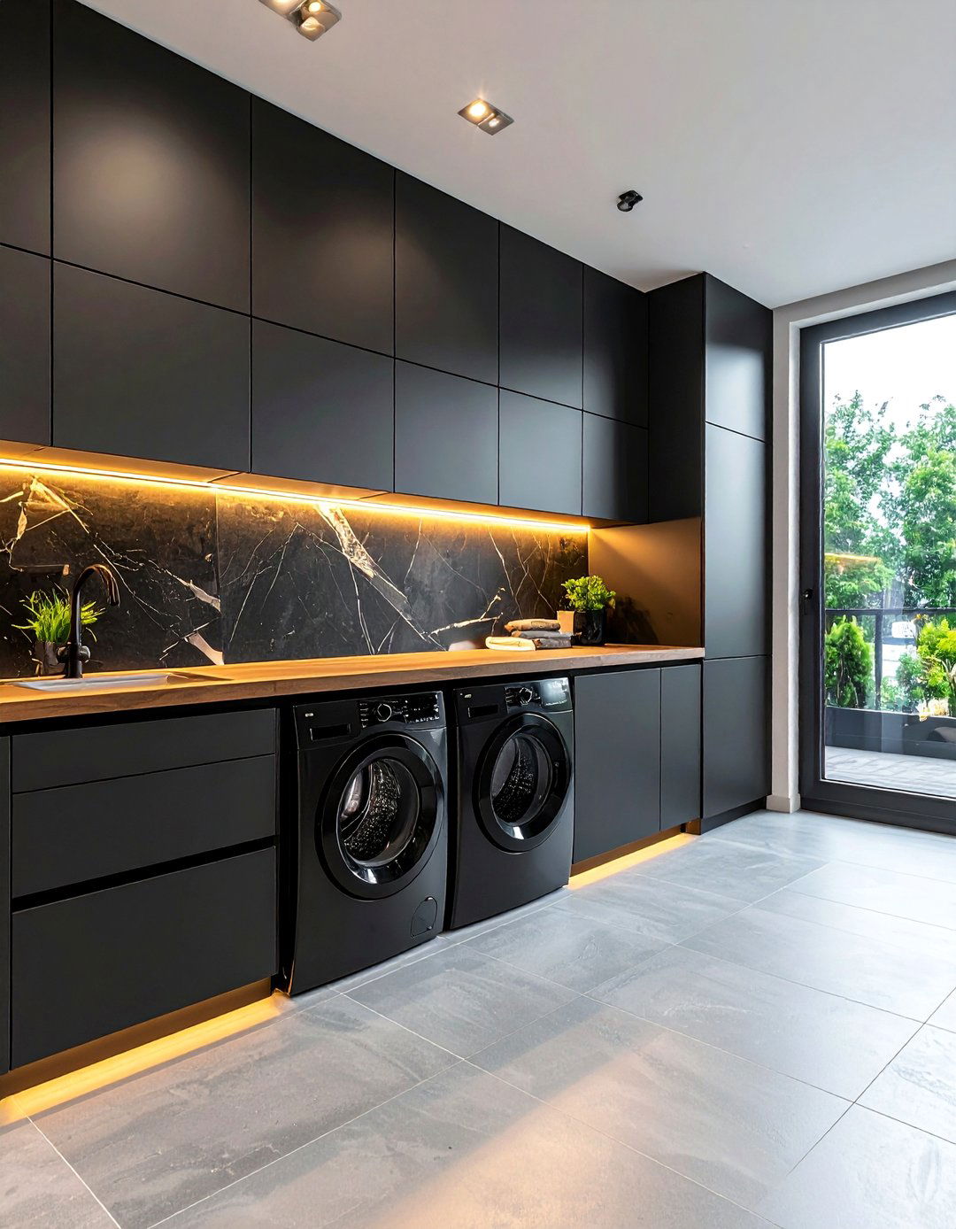 Dramatic Dark and Moody Color Palette - 30 Luxury Modern Laundry Room Ideas for Stylish Homes