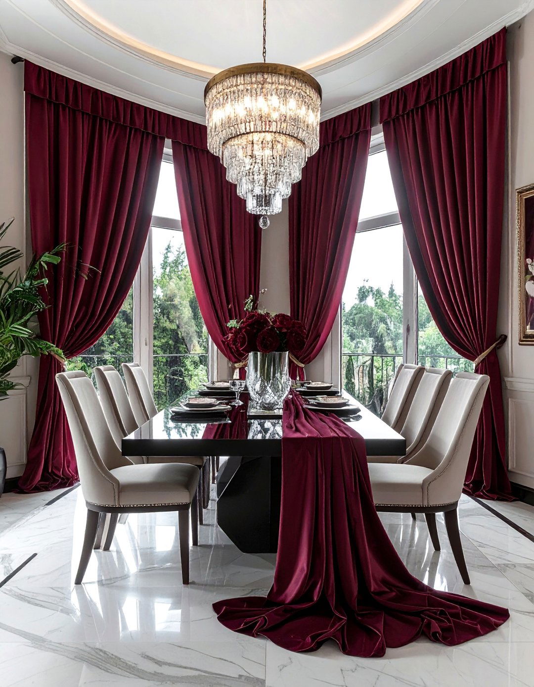 Dramatic Window Treatments with Natural Light Control - 40 Luxurious Dining Room Ideas for Elegant Entertaining