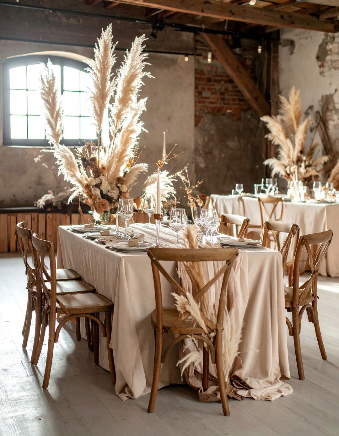 Dried Flower Composition Arrangements - 30 Wedding Table Decoration Ideas for a Dreamy Setup