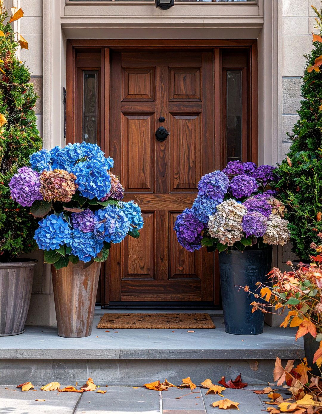 Dried Hydrangea Arrangements - 30 Front Door Fall Decor Ideas to Welcome the Season