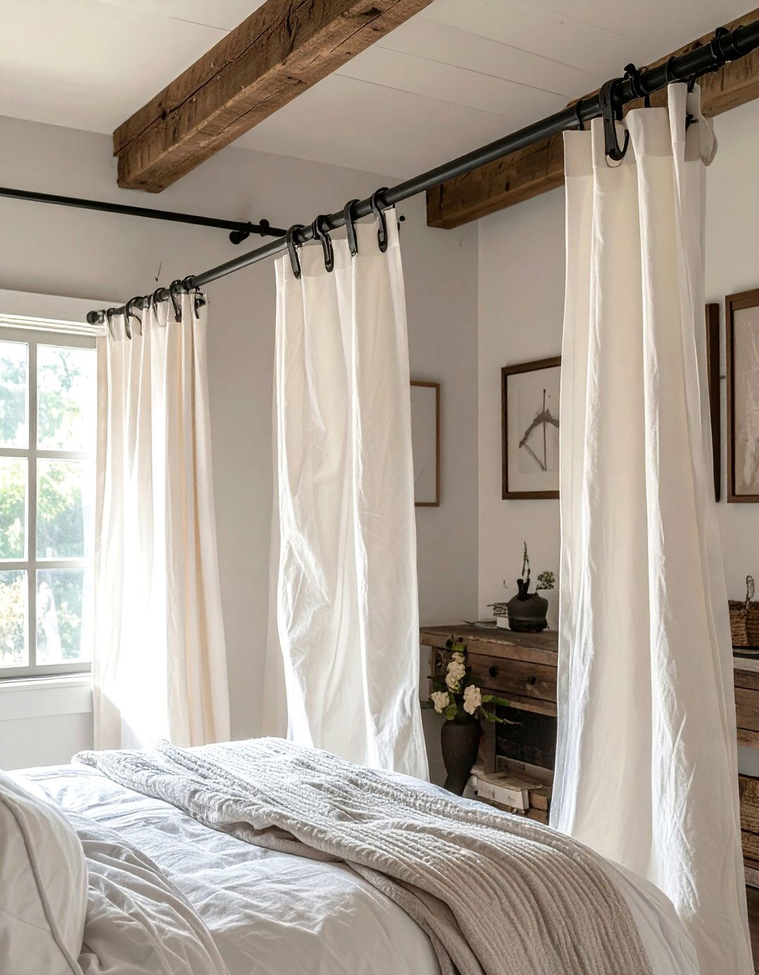 Drop Cloth Farmhouse Curtains - 40 Farmhouse Window Treatment Ideas for a Cozy Home