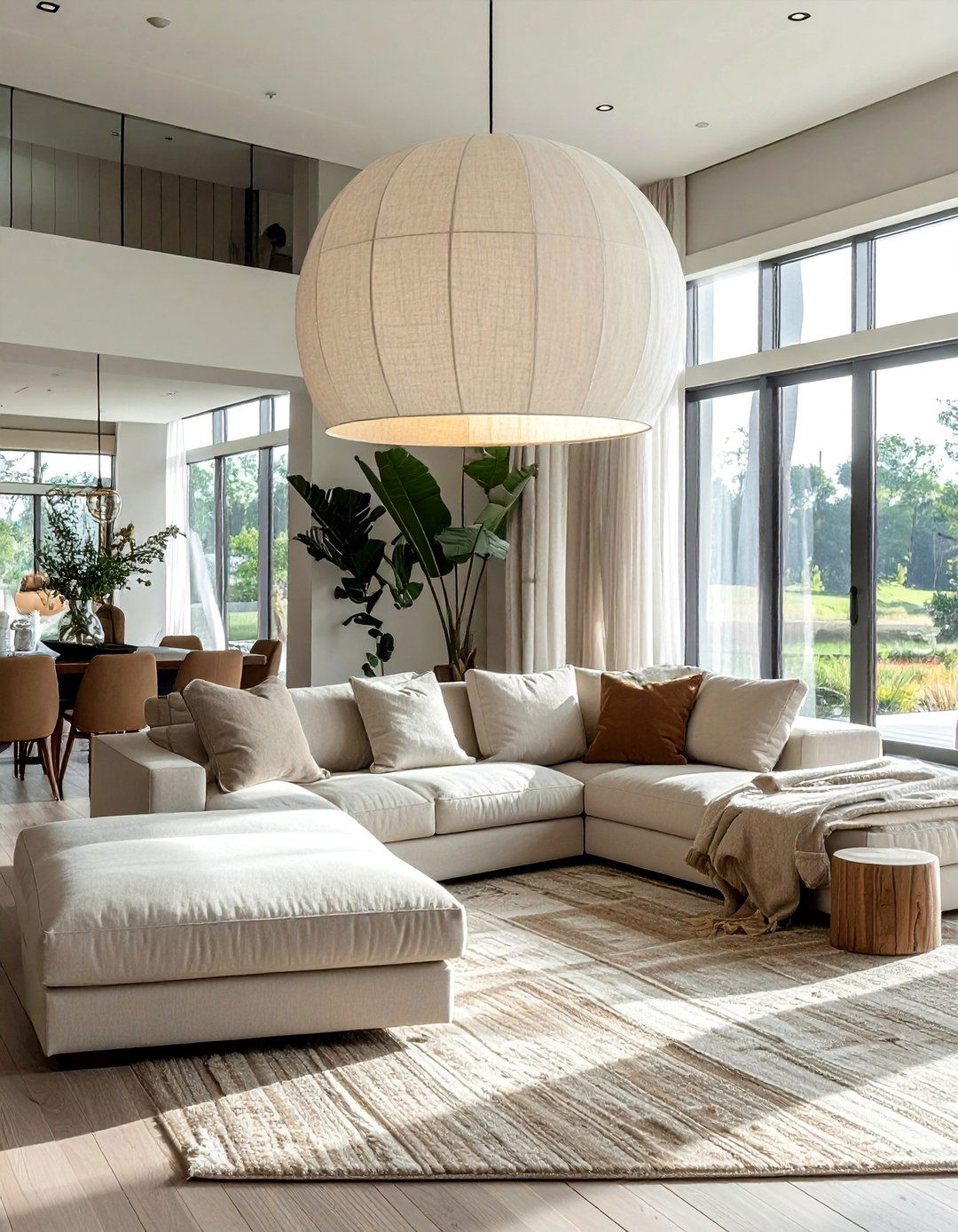 Drum Pendants as Statement Lighting - 40 Transitional Living Room Ideas for Modern Homes