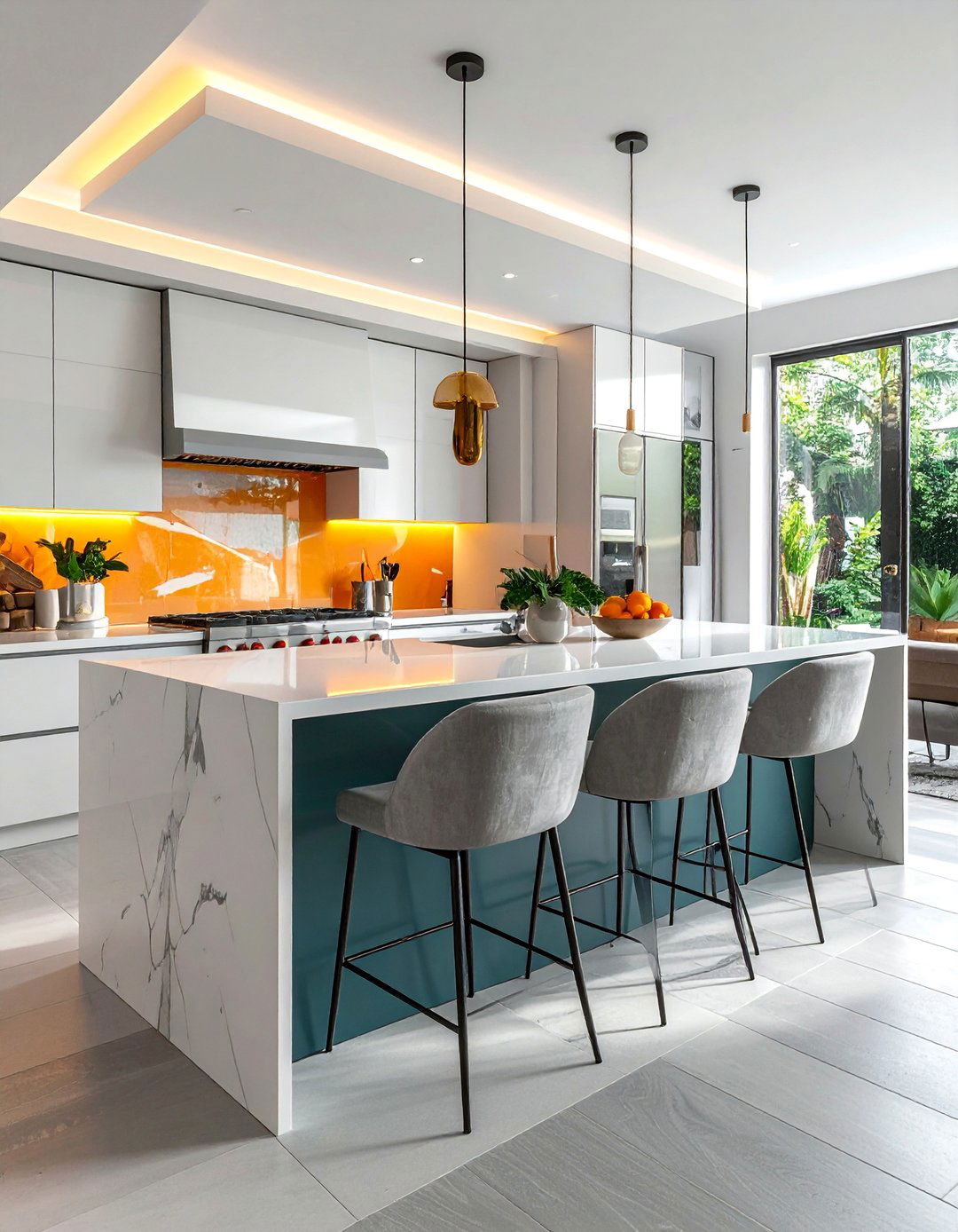 Dual Level Breakfast Bar Design - 40 Kitchen Island Ideas for Spacious Kitchens
