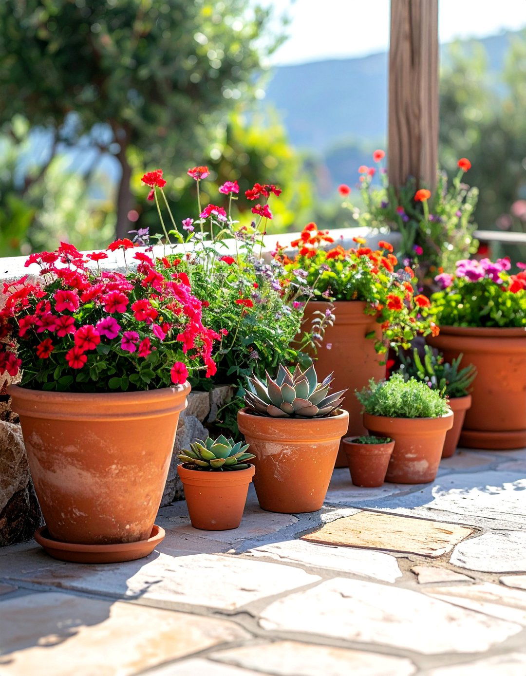 Dynamic Potted Plant Groupings - 30 Greek Garden Ideas for a Mediterranean Oasis