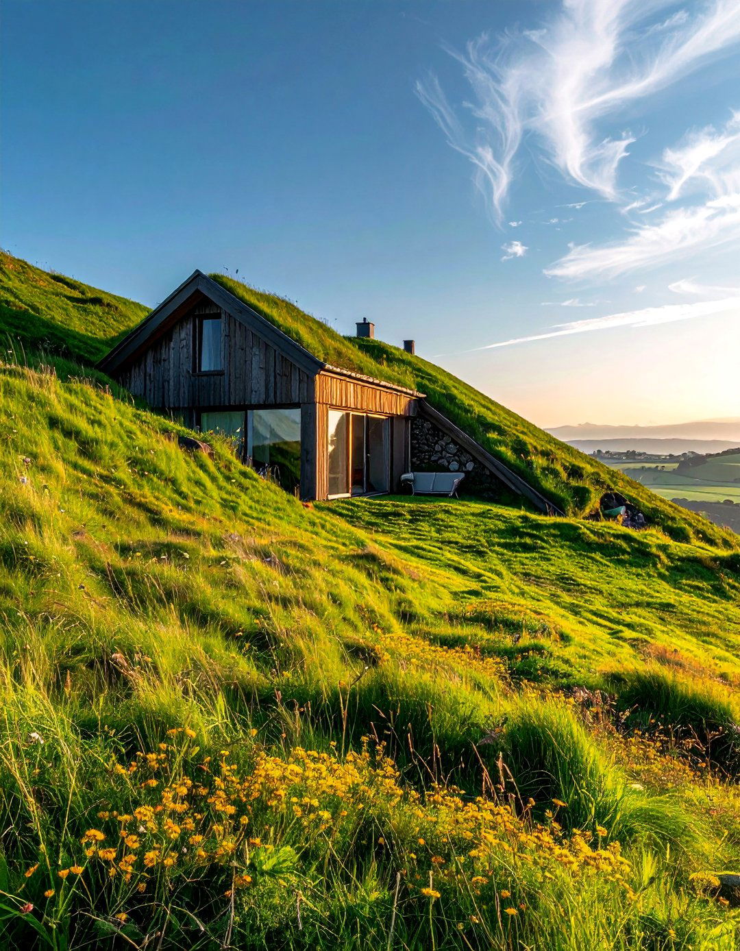 Earth Sheltered House With a Continuous Green Roof - 20 Houses With Green Roofs for Sustainable Living