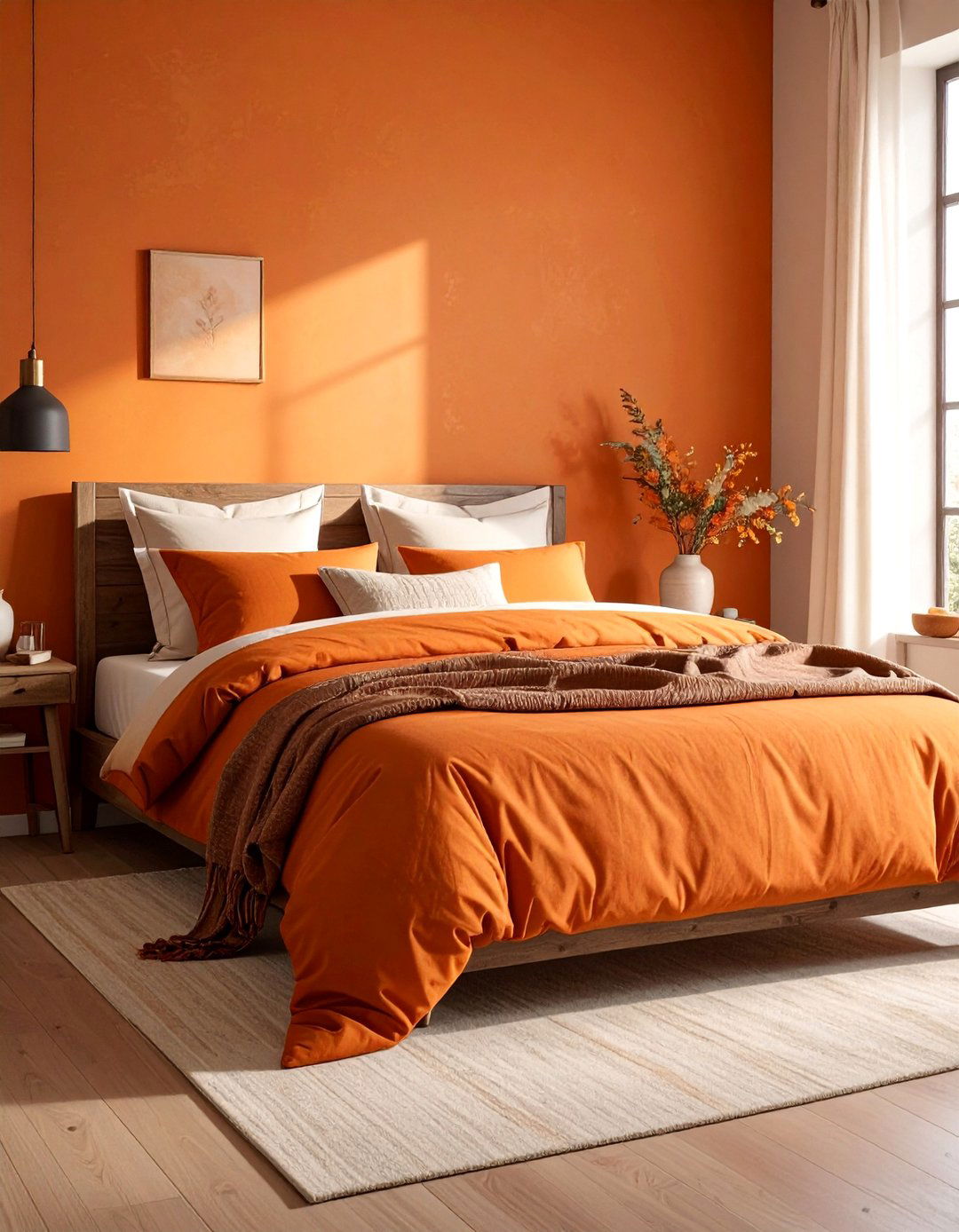Earthy Rust Orange Bedding - 30 Orange Room Ideas to Brighten Your Home