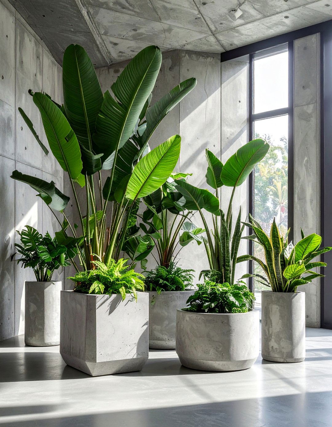 Eco Brutalism with Plants - 20 Brutalism Interior Design Ideas for Bold Spaces