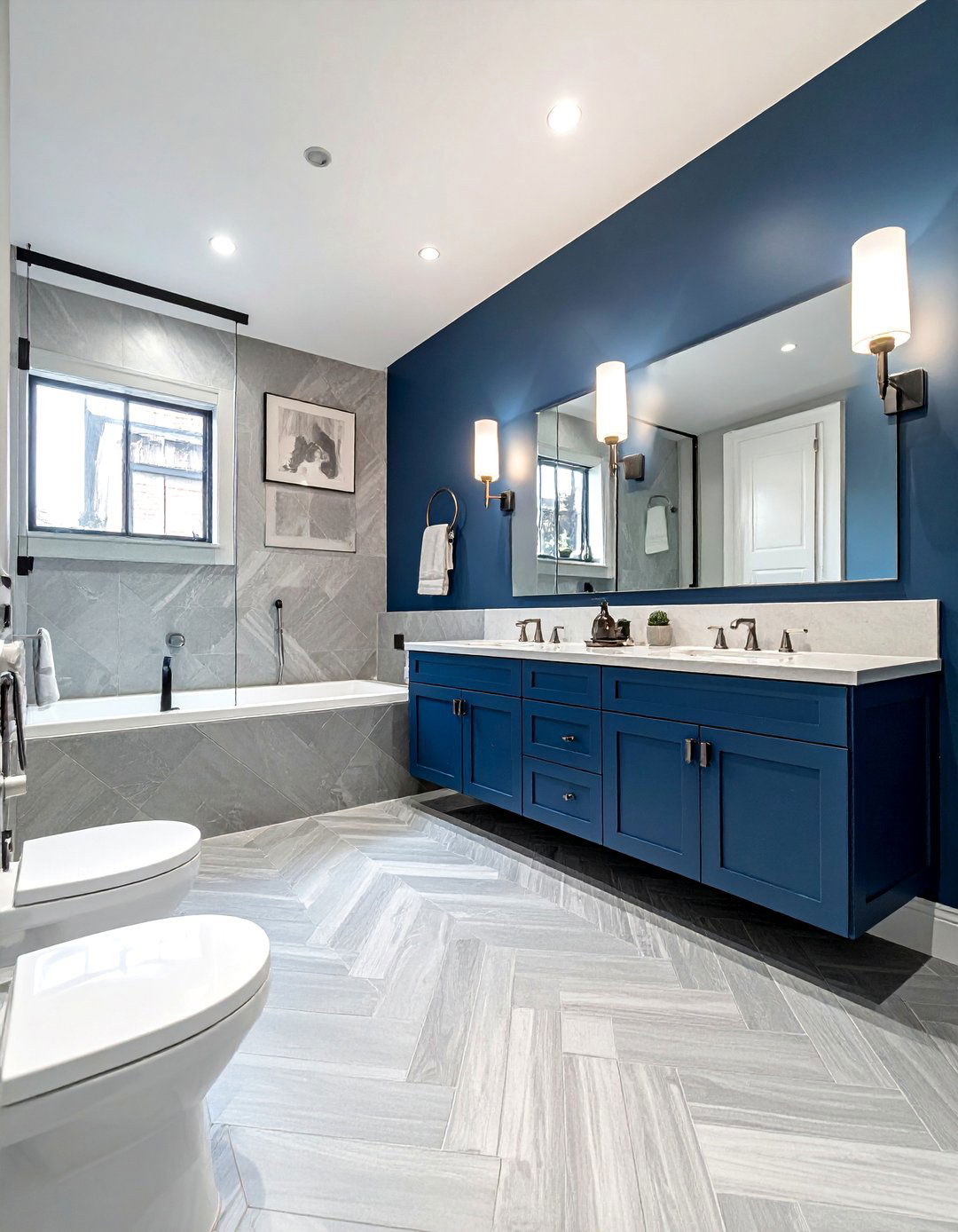 Elegant Herringbone Pattern Powder Room Floor Tile - 25 Powder Room Floor Tile Ideas for a Stunning Look