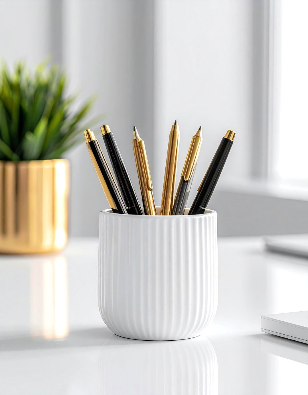Elegant Pen Holder - 30 Cubicle Decor Ideas to Personalize Your Workspace