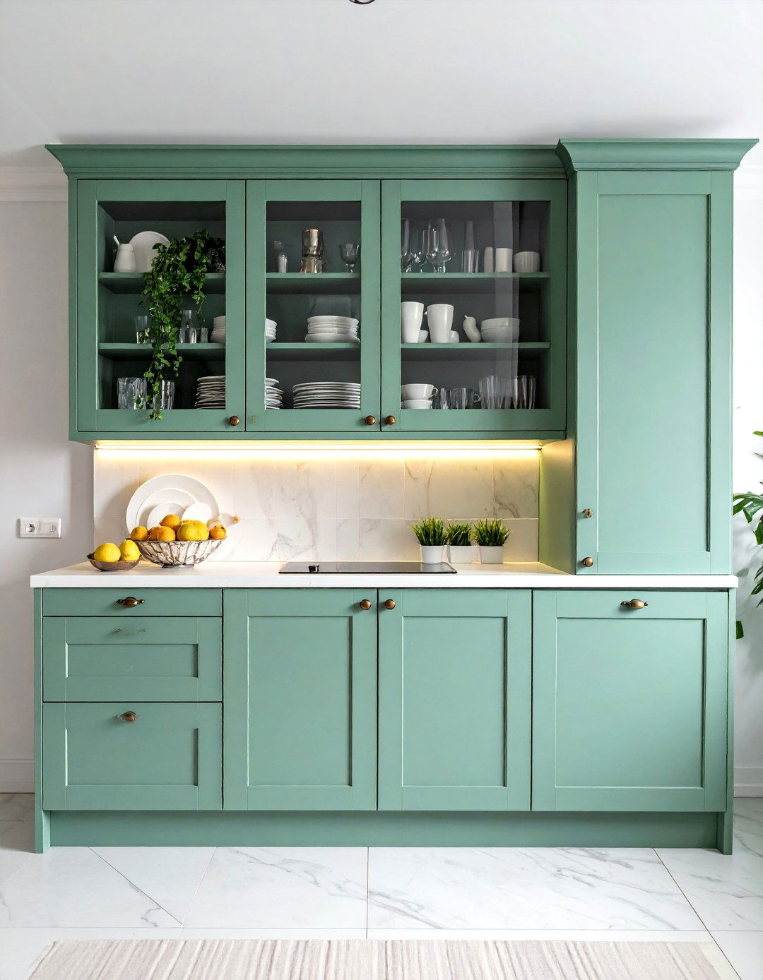Elegant Seafoam Green Kitchen Glass Cabinet Doors - 15 Seafoam Green Kitchen Ideas for a Fresh Look