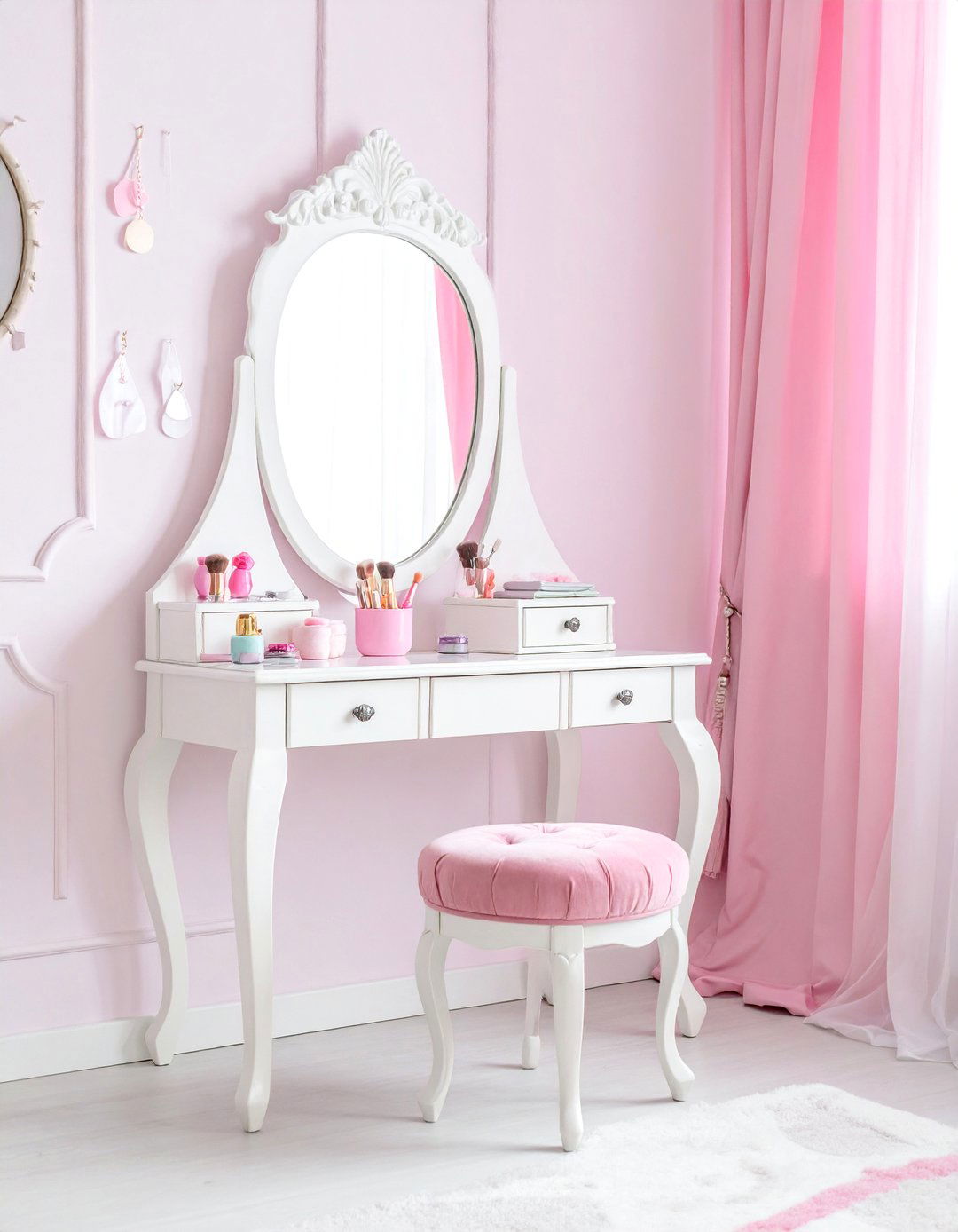 Elegant Vanity and Dressing Table - 25 Princess Room Ideas for a Dreamy Kids Room