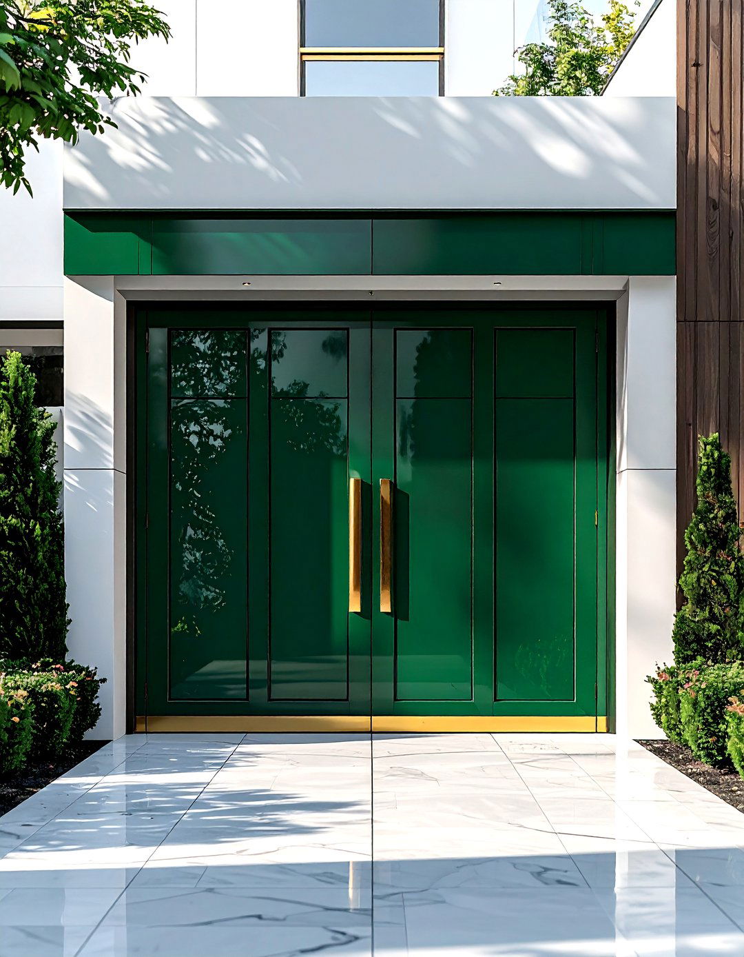 Emerald Green Garage Door in a High Gloss Finish - 20 Green Garage Door Ideas to Boost Curb Appeal