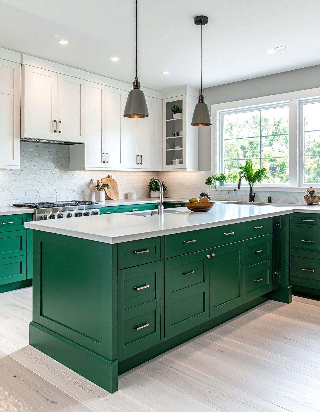 Emerald Green Kitchen Lower Cabinets and White Uppers - 25 Emerald Green Kitchen Ideas for Bold Style