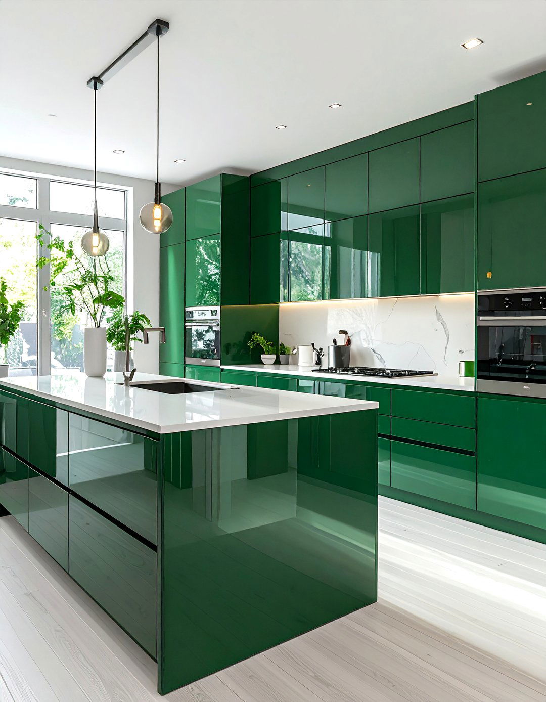 Emerald Green Kitchen in a Glossy Finish - 25 Emerald Green Kitchen Ideas for Bold Style