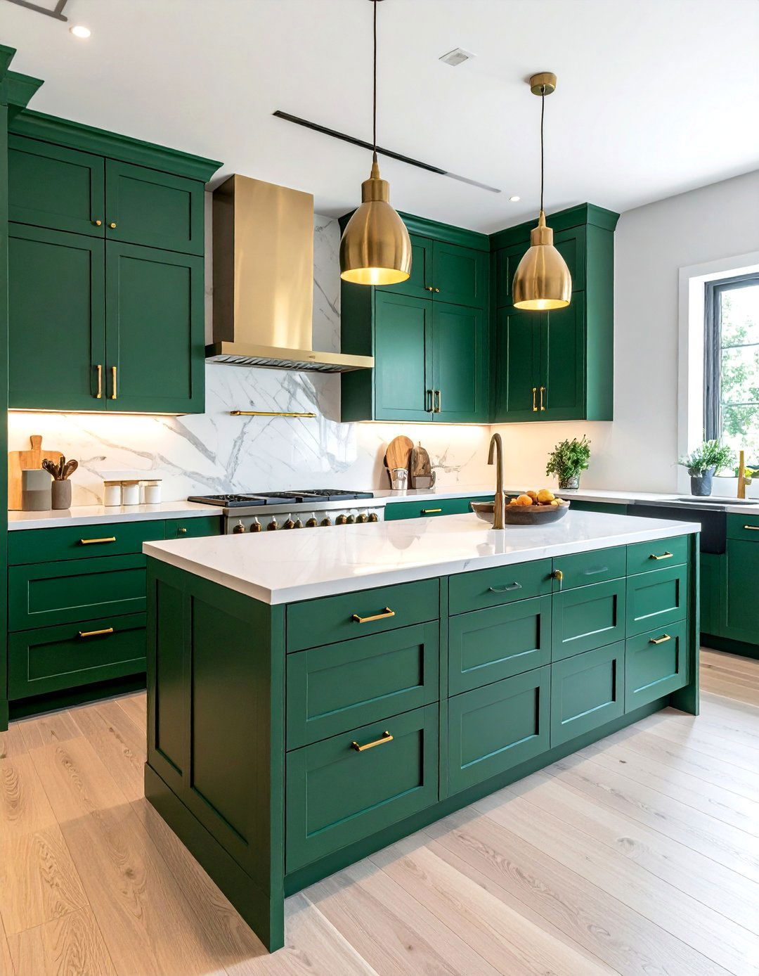 Emerald Green Kitchen with Fluted Cabinet Fronts - 25 Emerald Green Kitchen Ideas for Bold Style